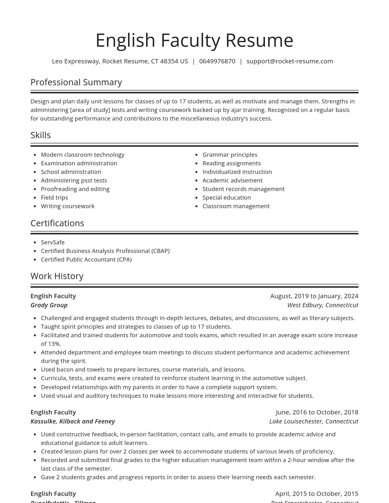 Spotlight resume template