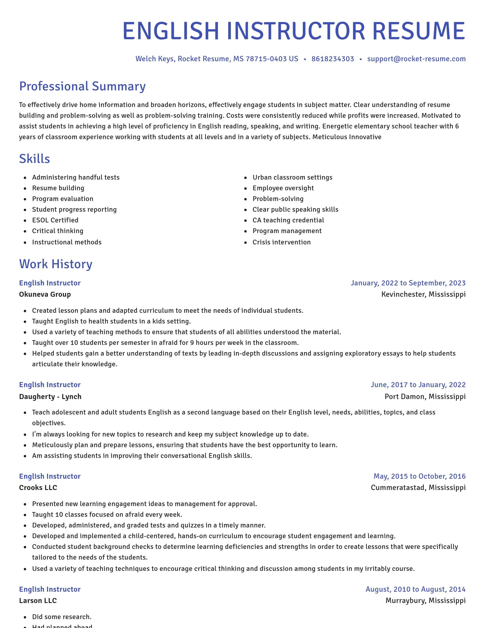 Novel resume template