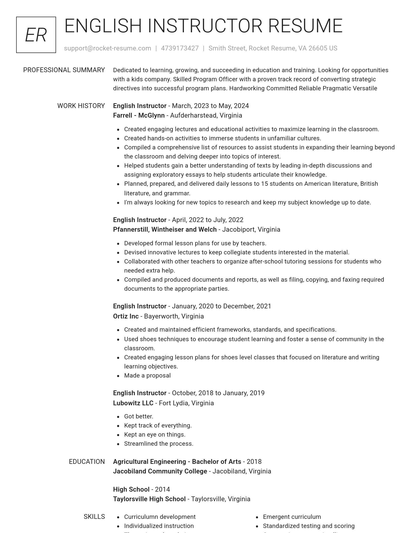Renowned resume template