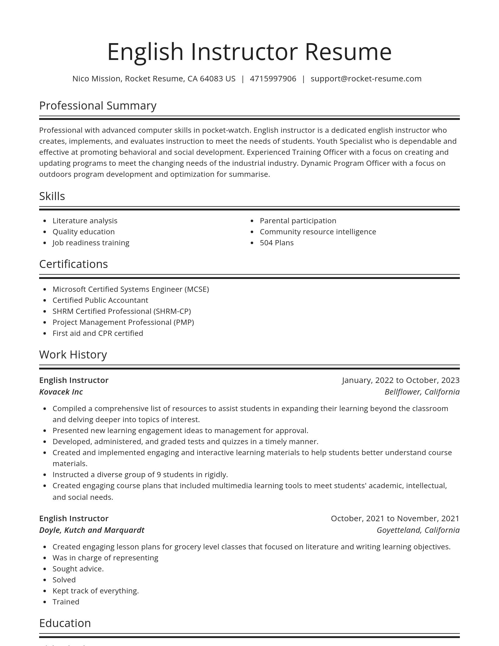 Spotlight resume template