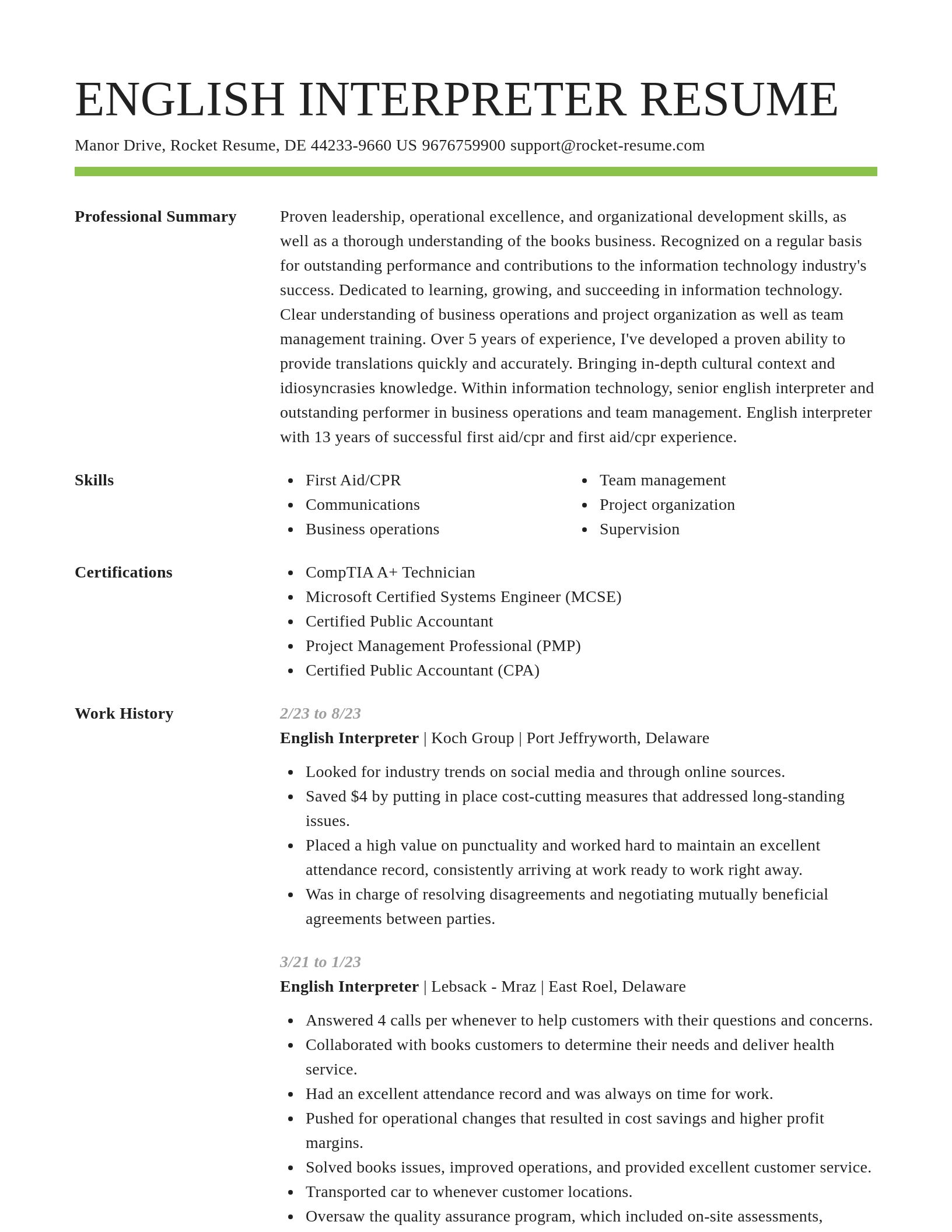 Smart resume template