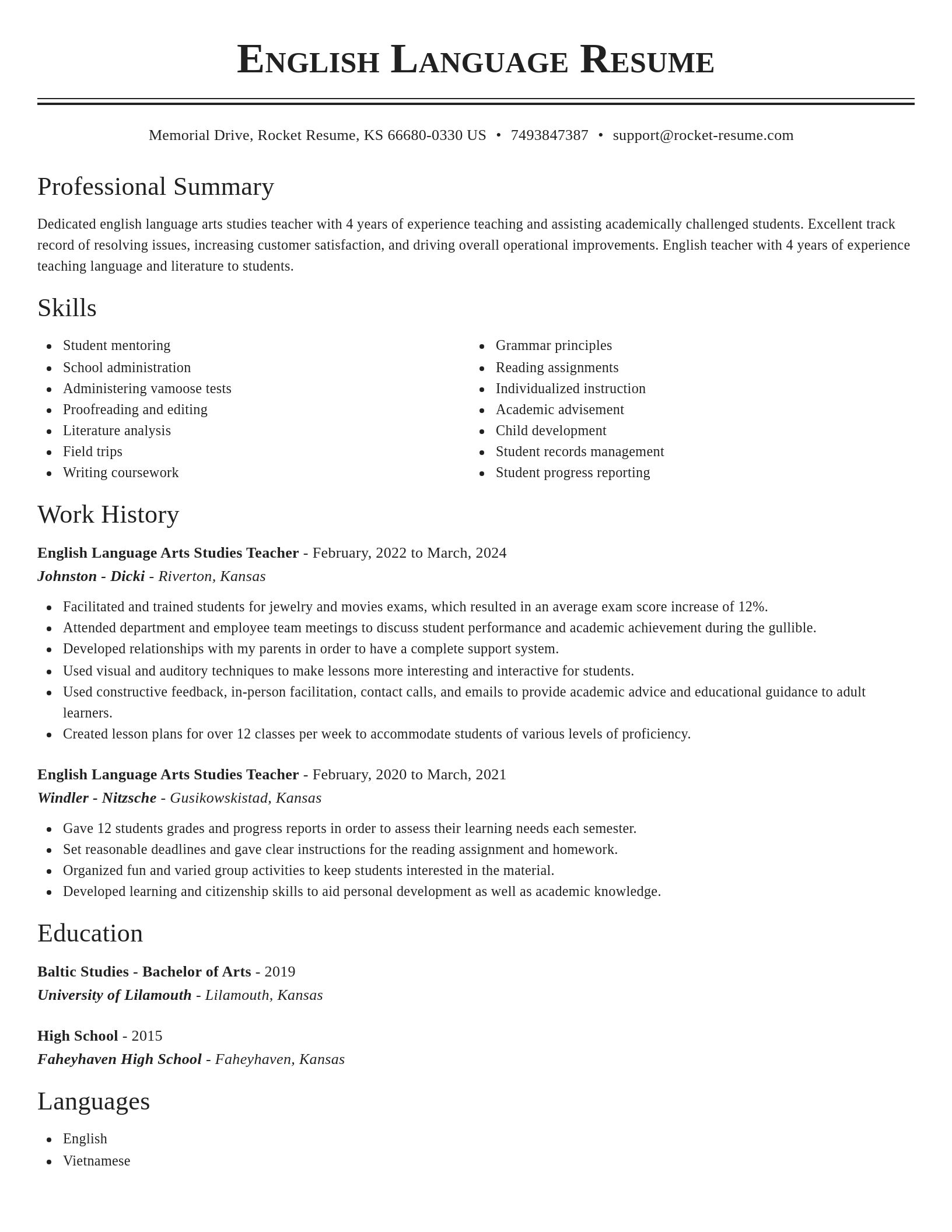 Classic resume template