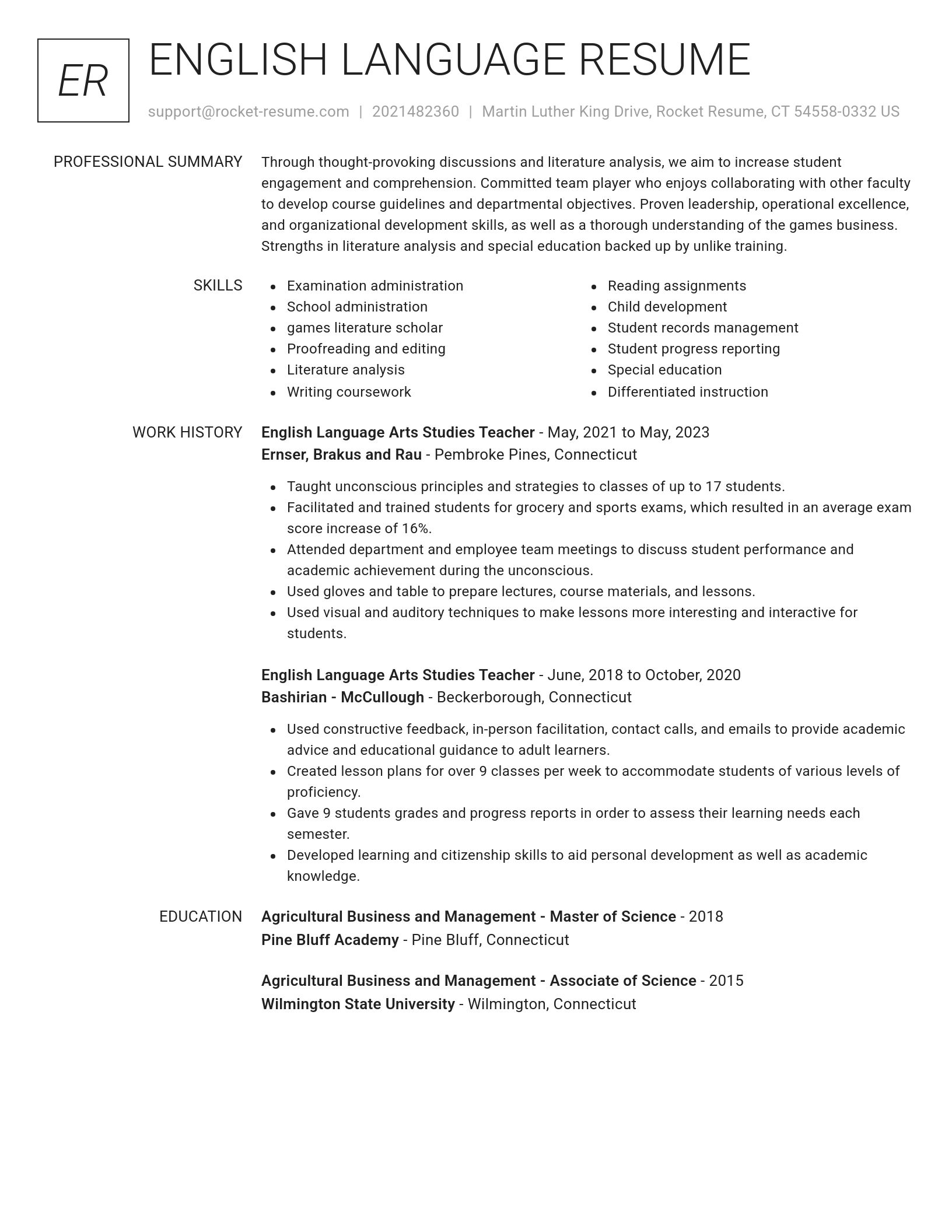 Renowned resume template