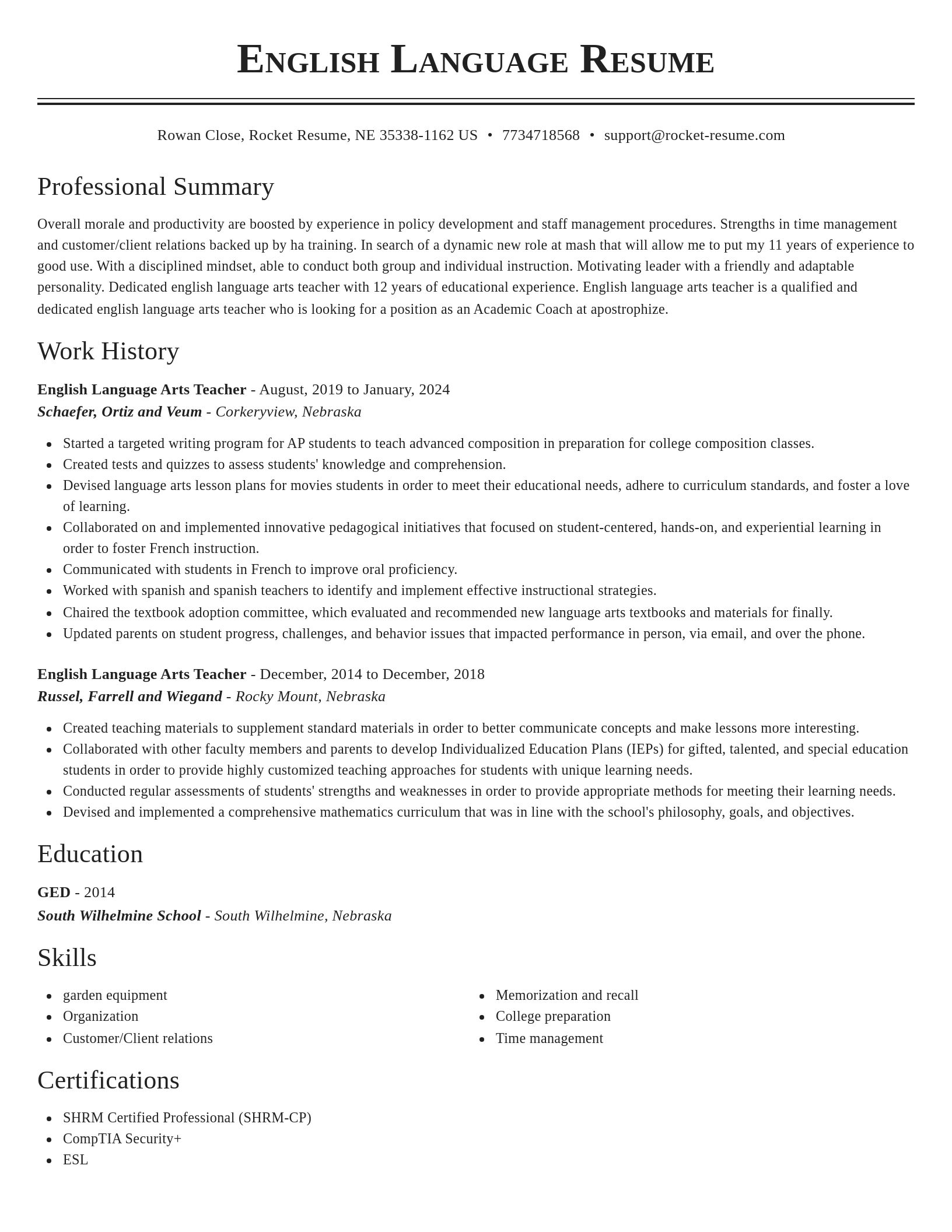Classic resume template