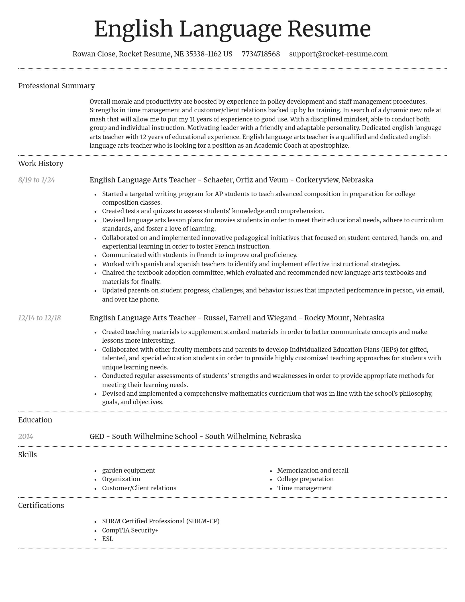 Dignified resume template