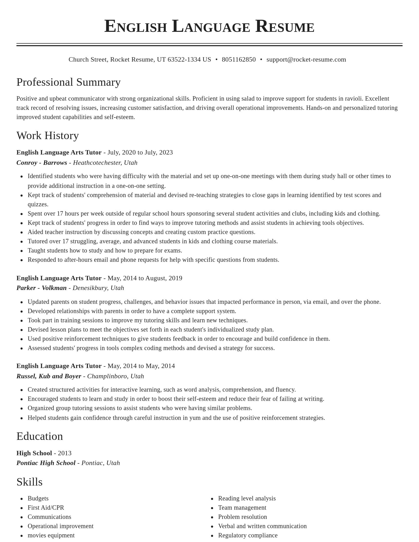 Classic resume template