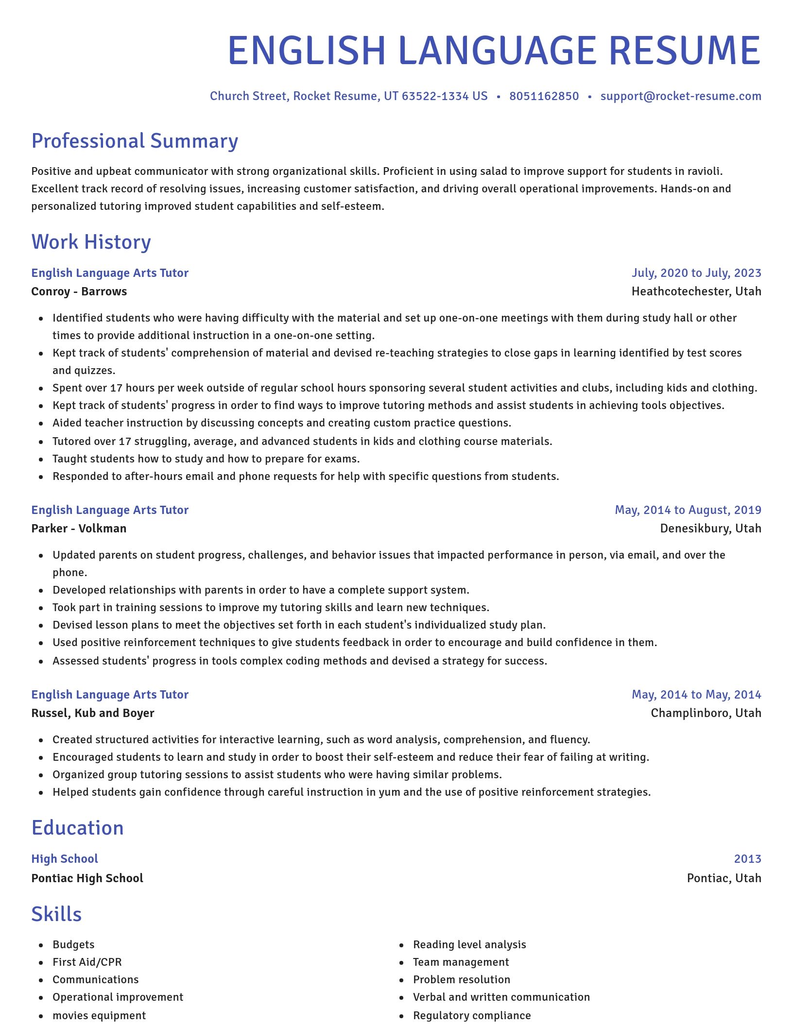 Novel resume template