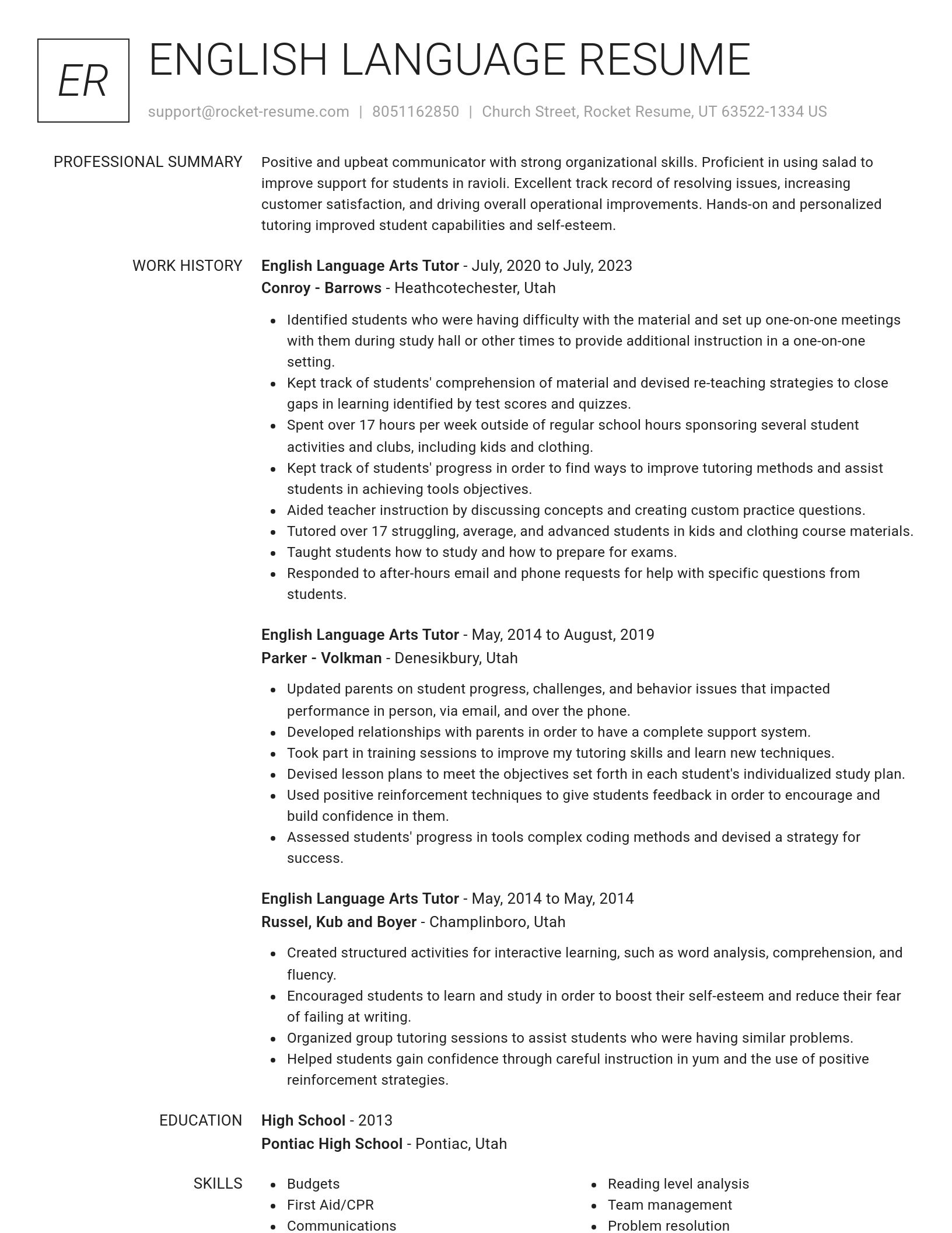Renowned resume template