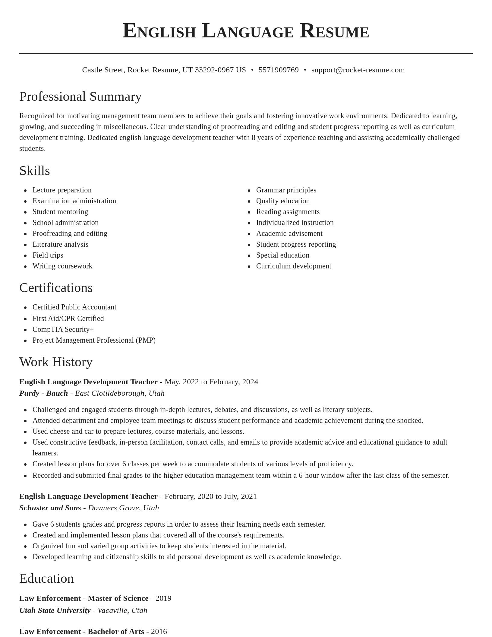 Classic resume template