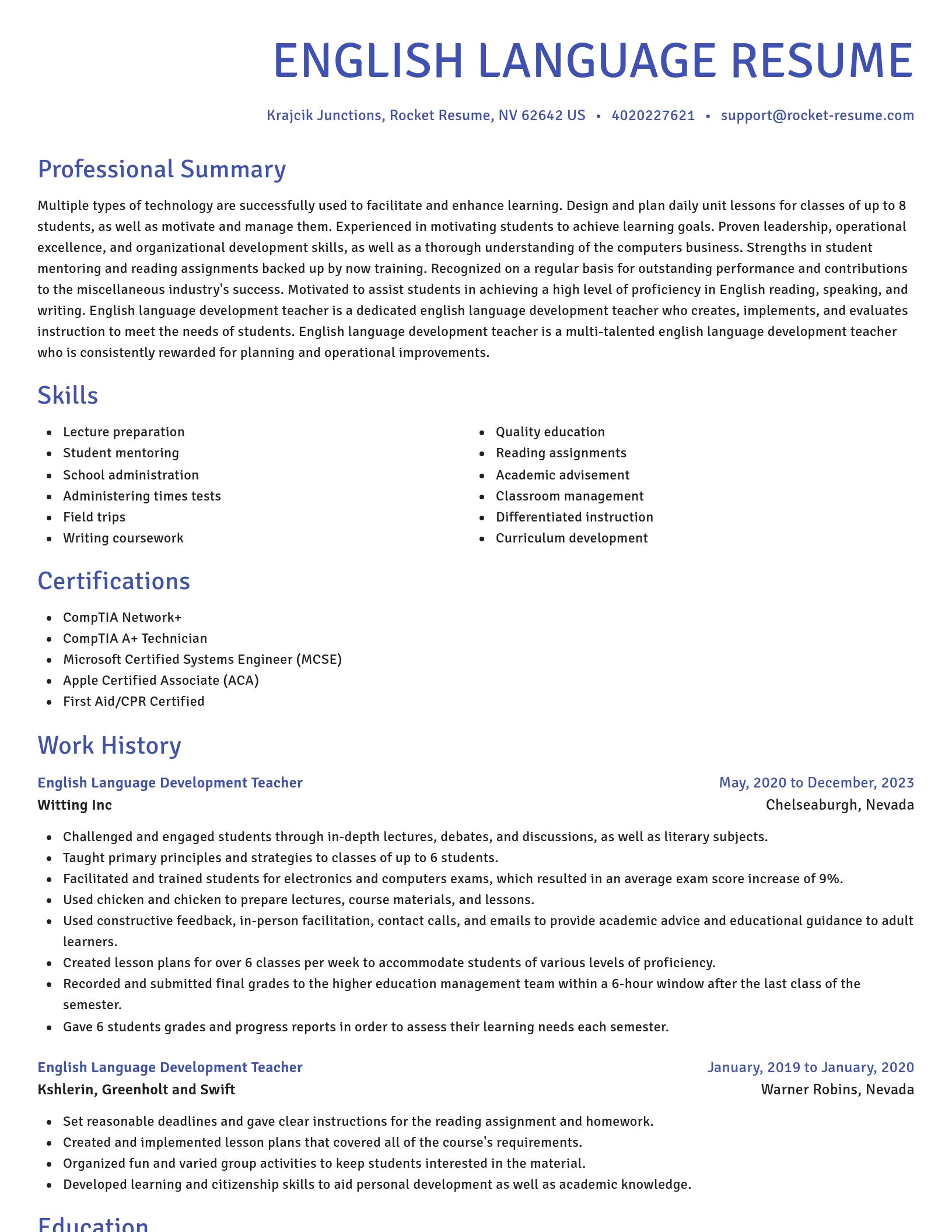 Novel resume template