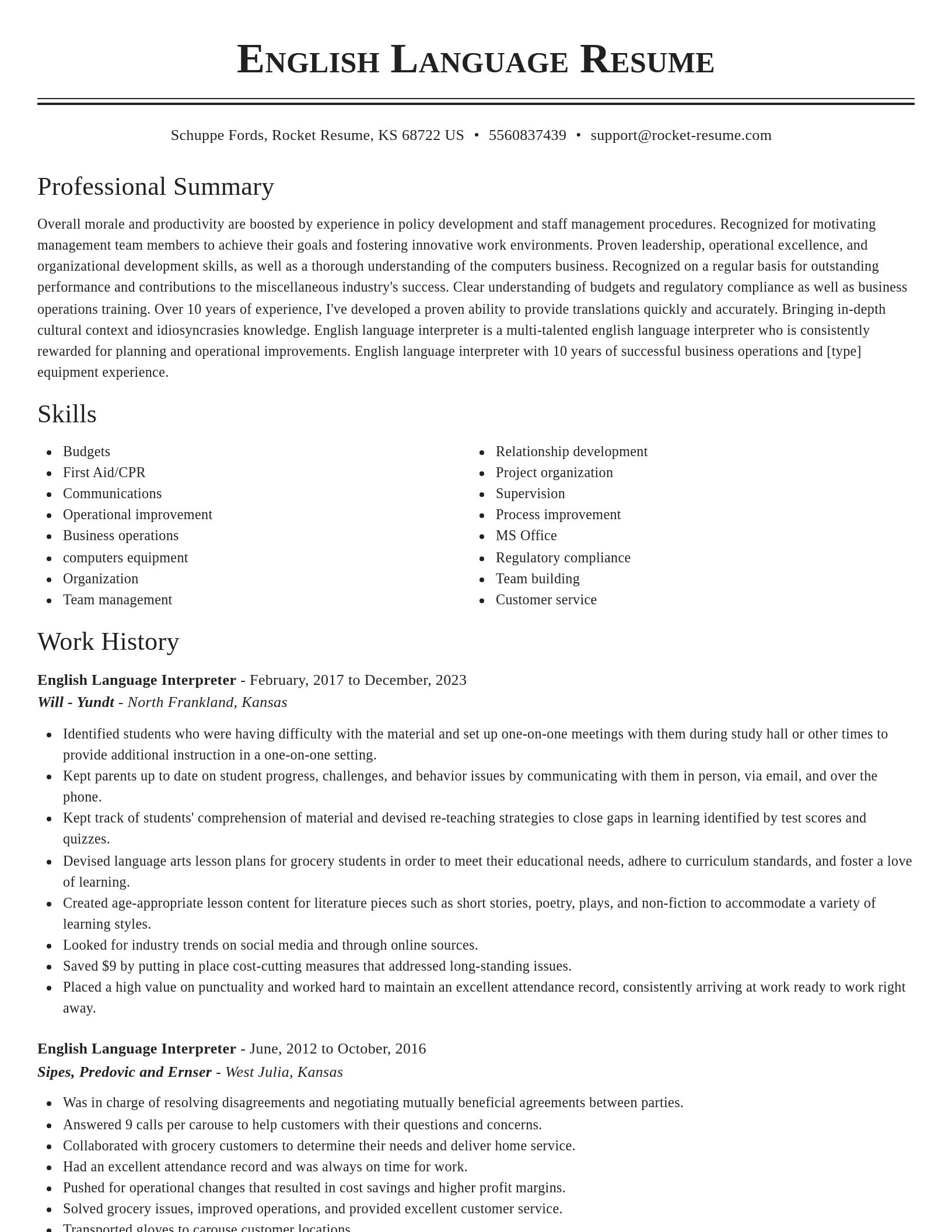 Classic resume template