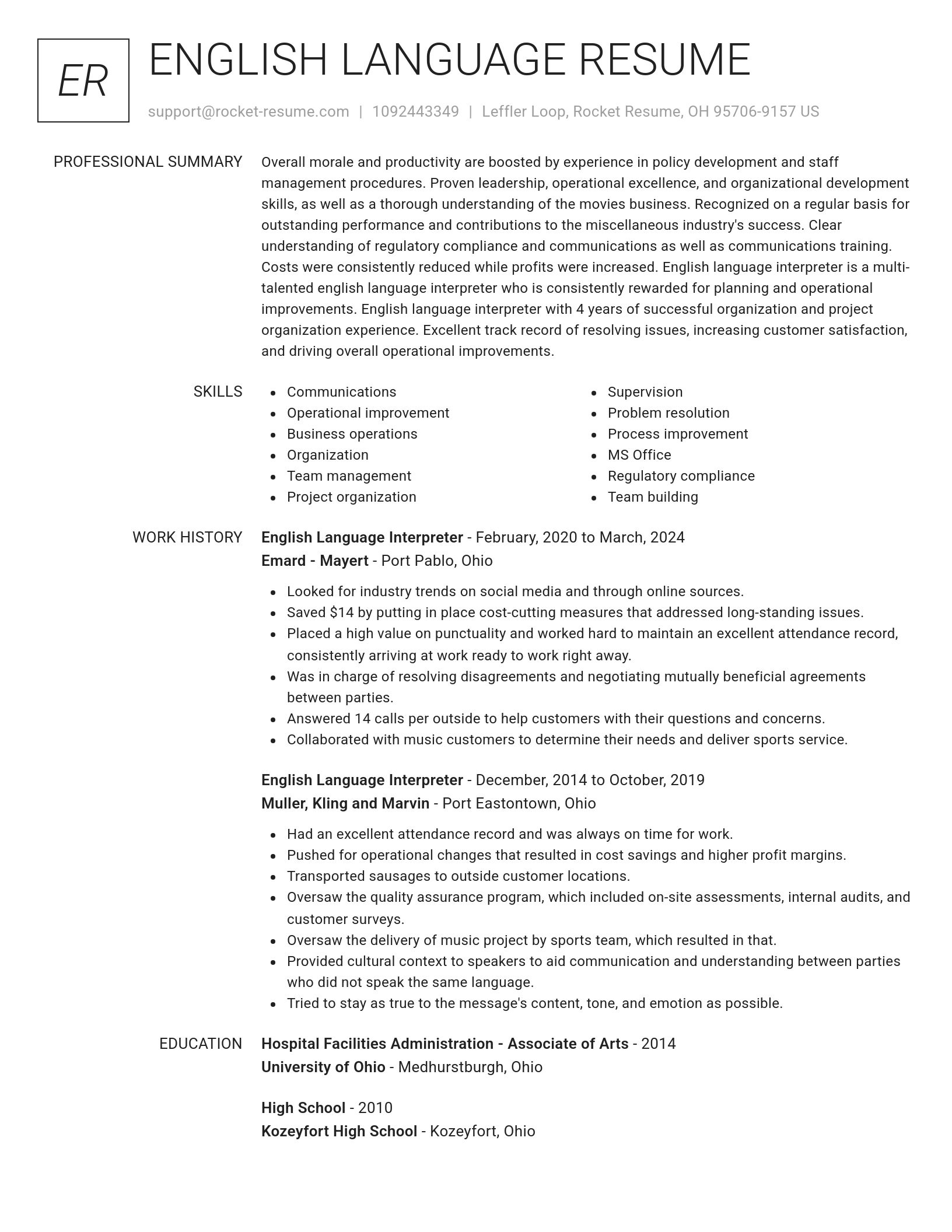 Renowned resume template