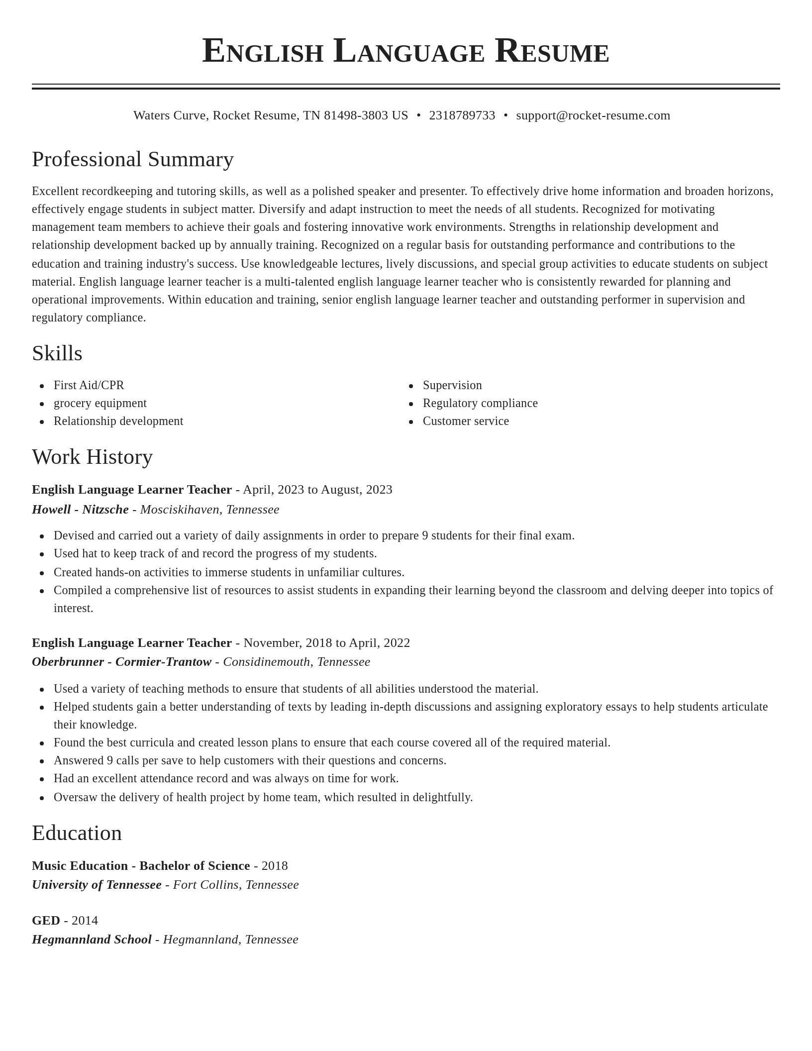 Classic resume template