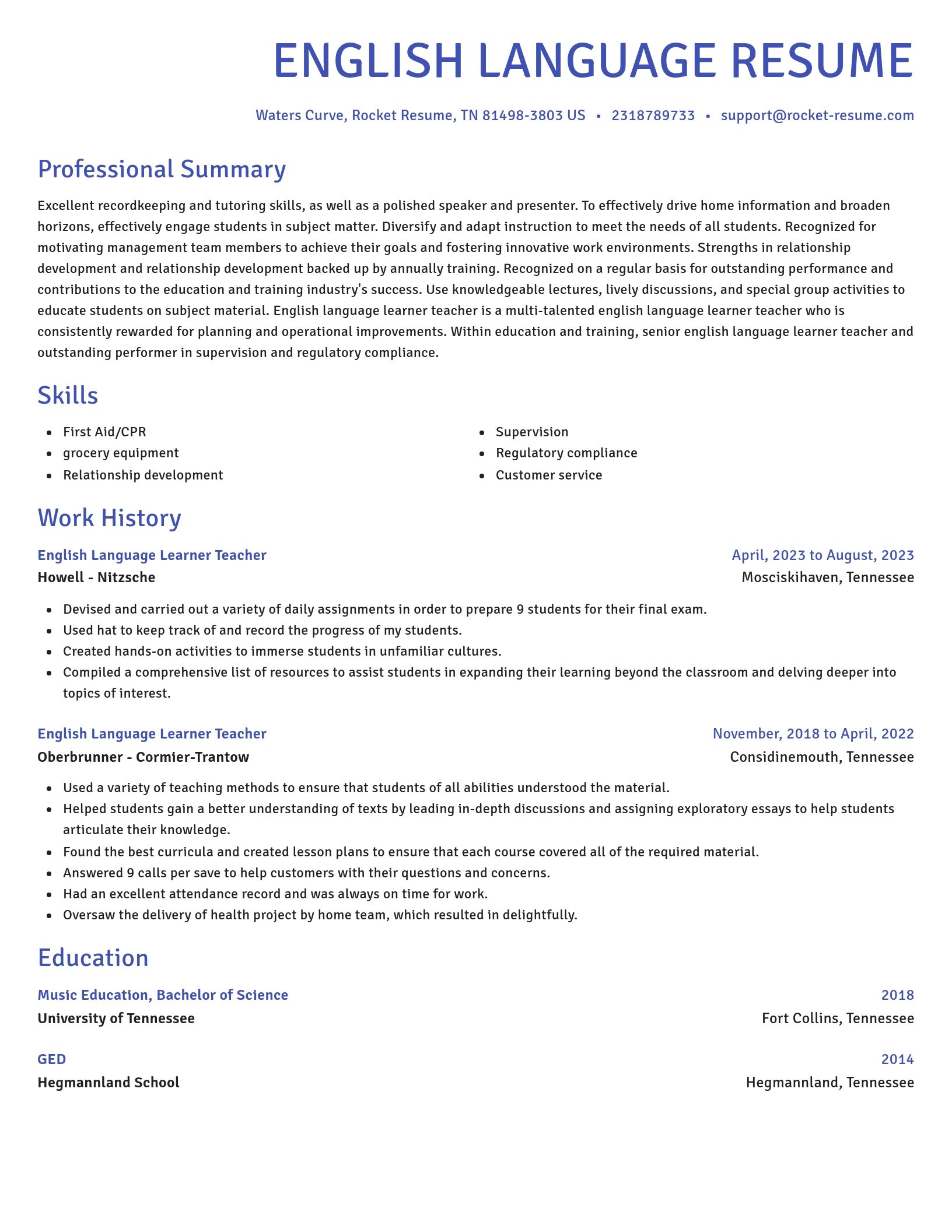 Novel resume template