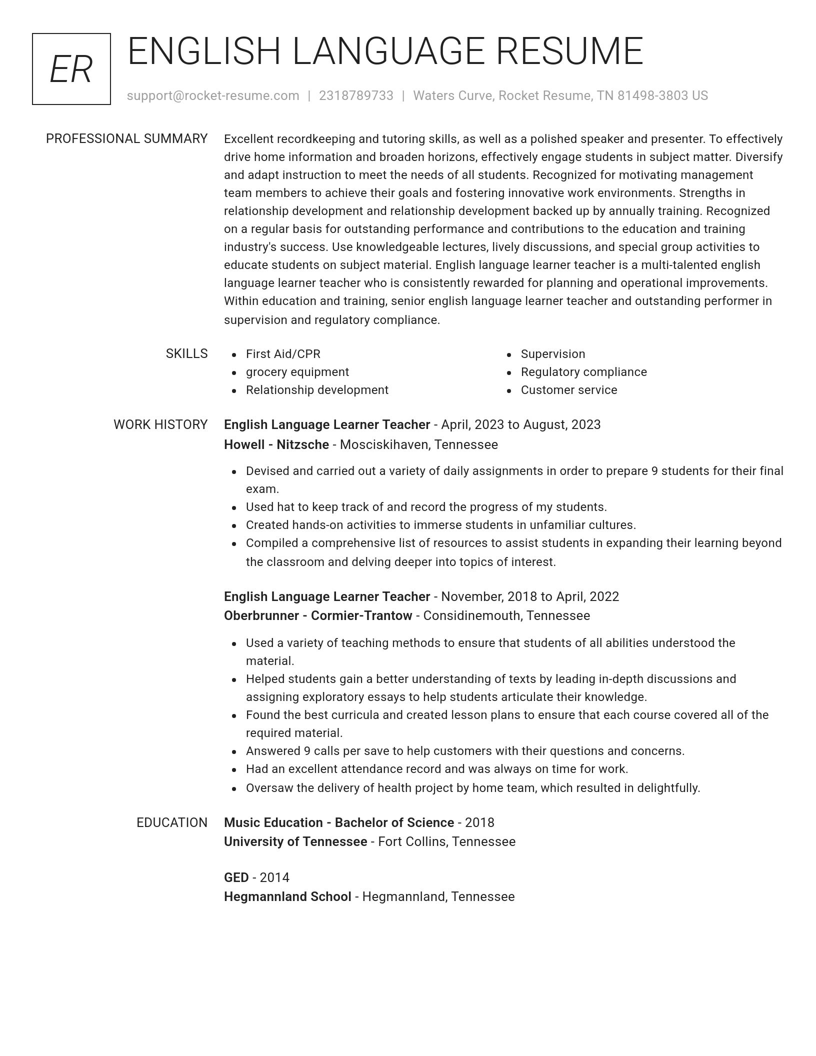 Renowned resume template
