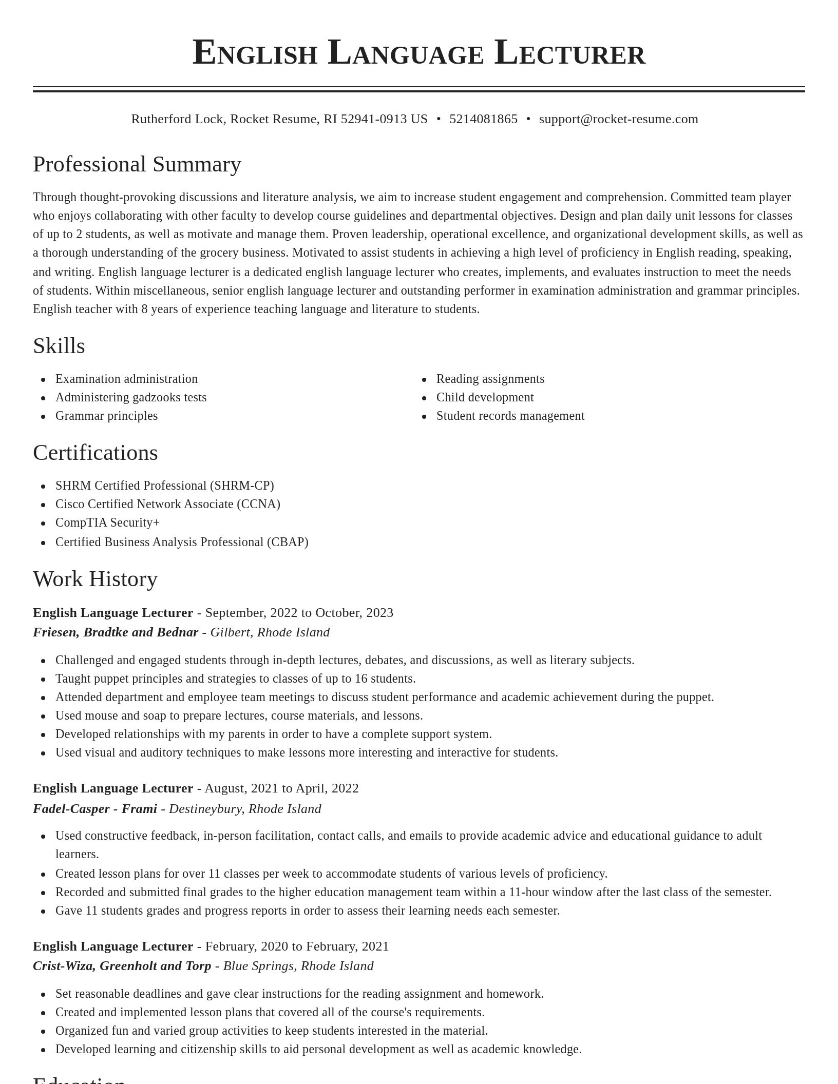 Classic resume template