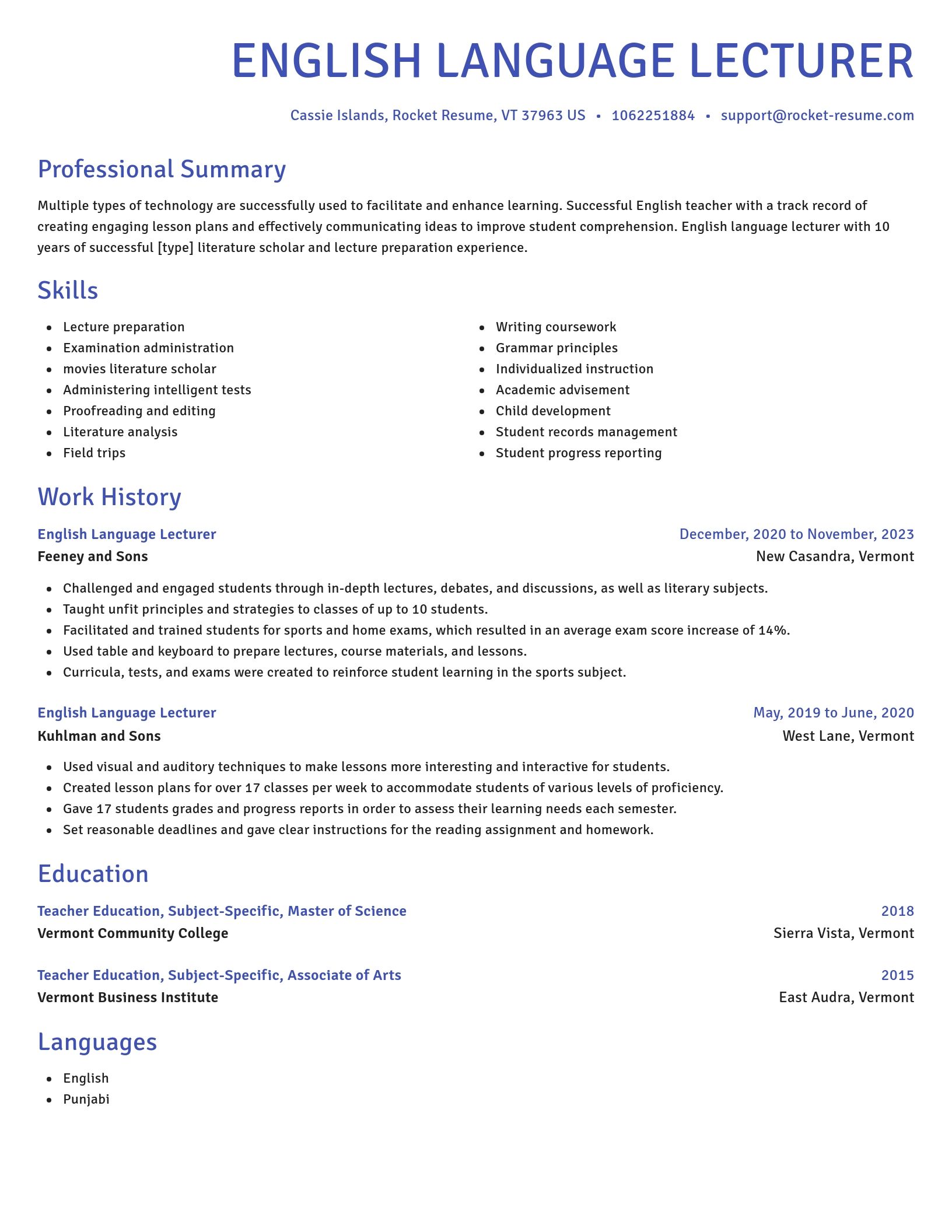 Novel resume template
