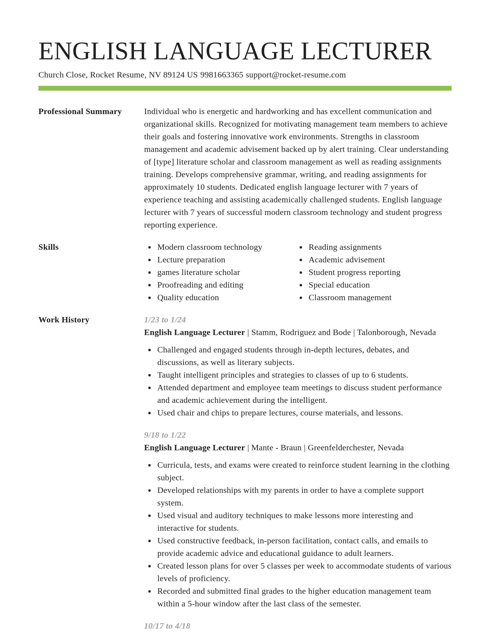 Smart resume template