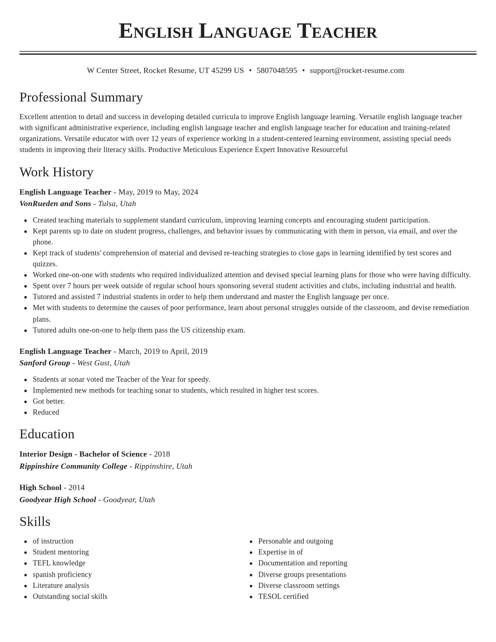 Classic resume template
