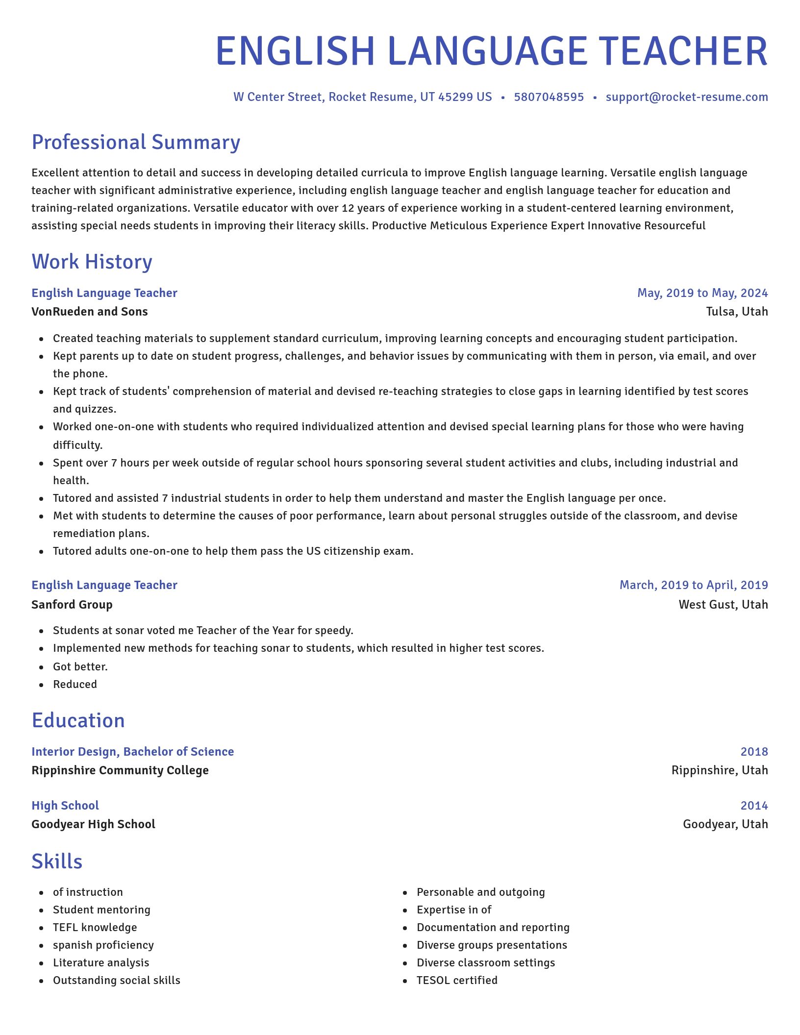 Novel resume template