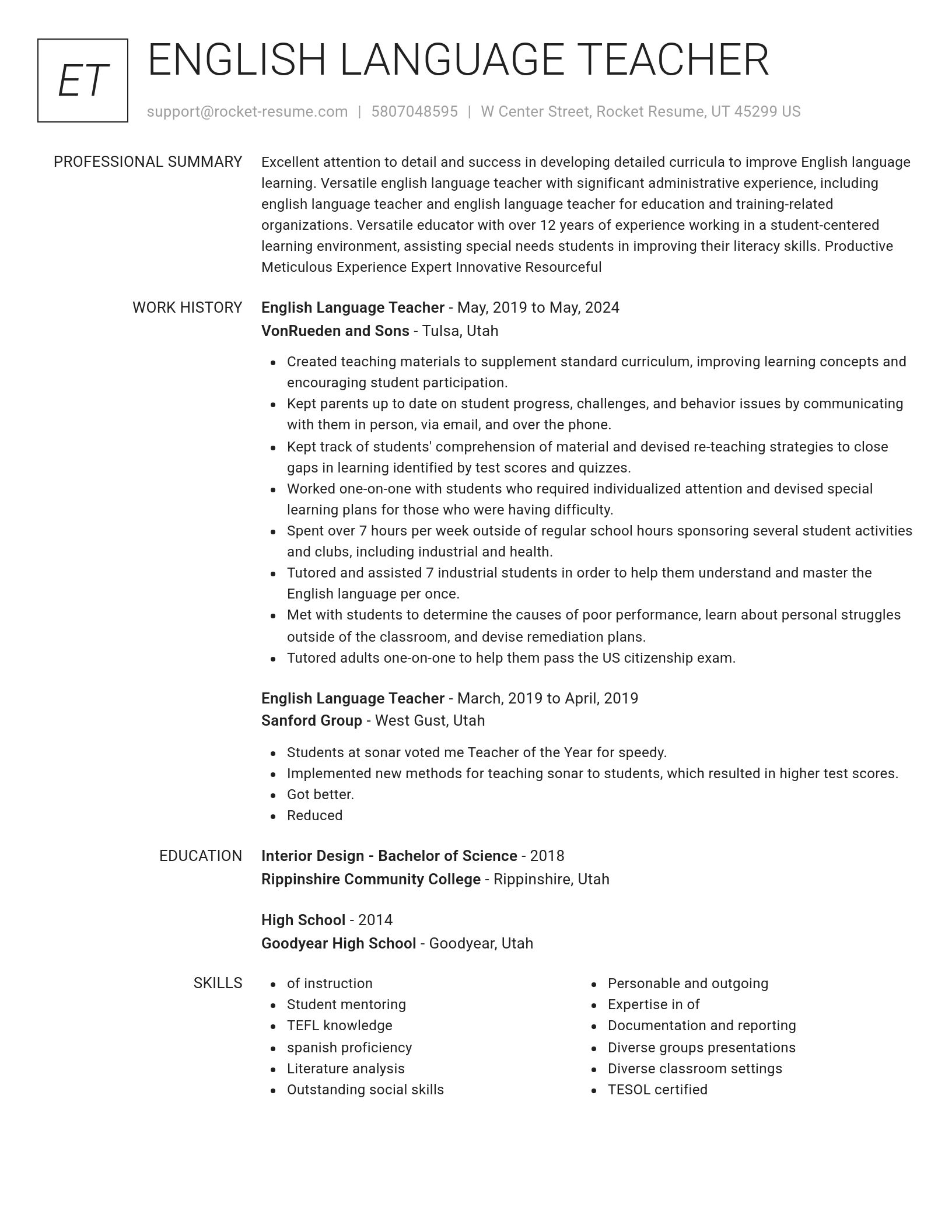 Renowned resume template