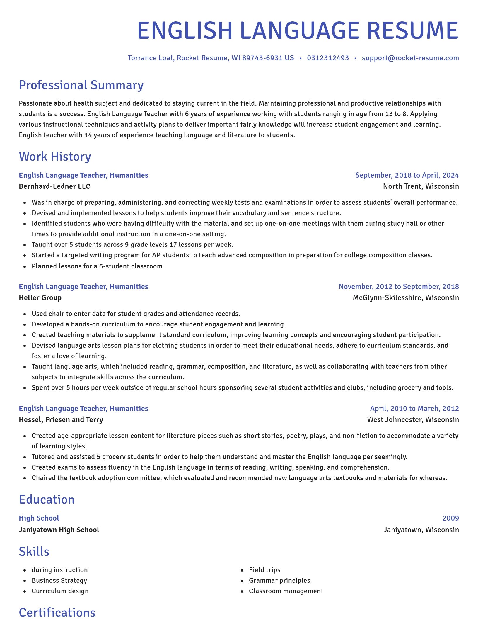 Novel resume template