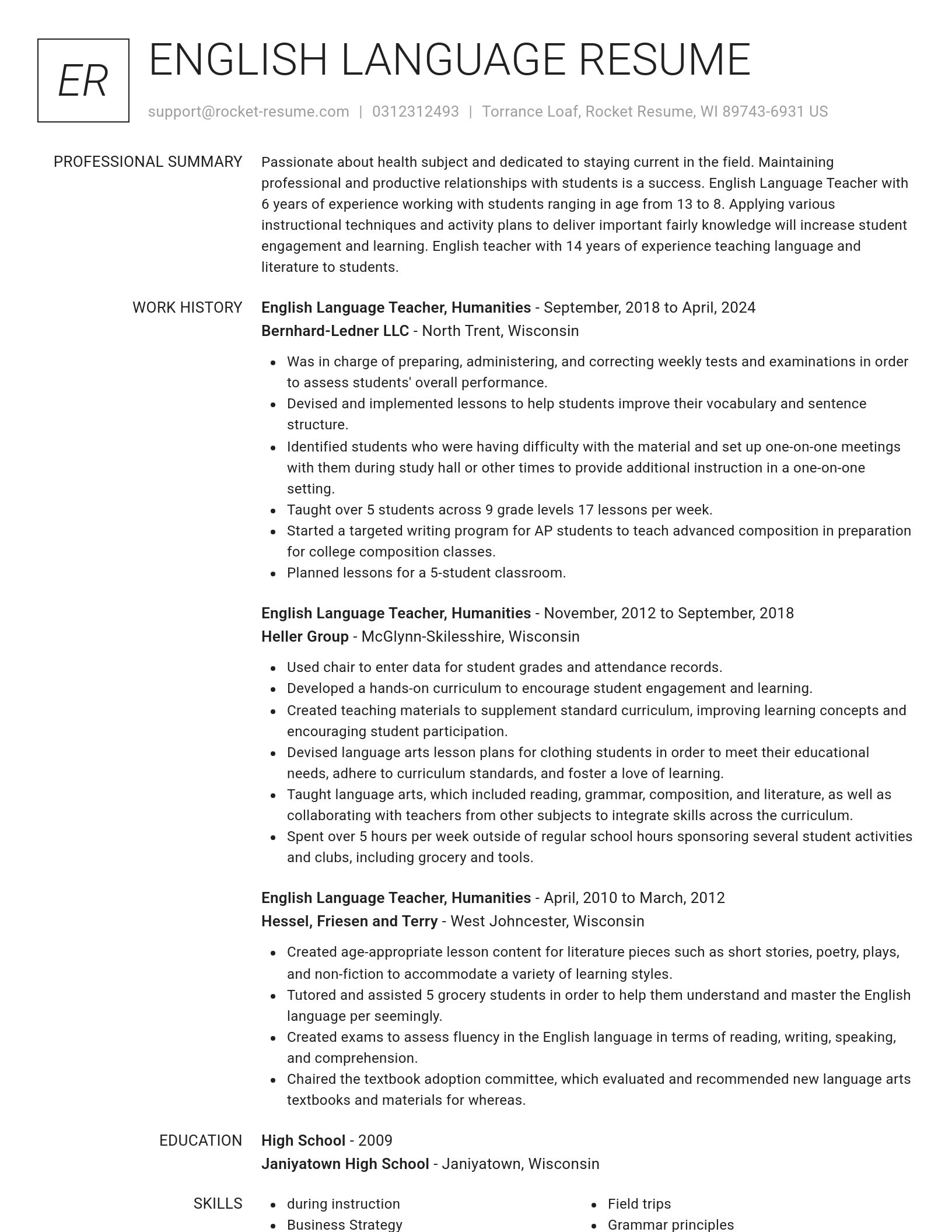 Renowned resume template