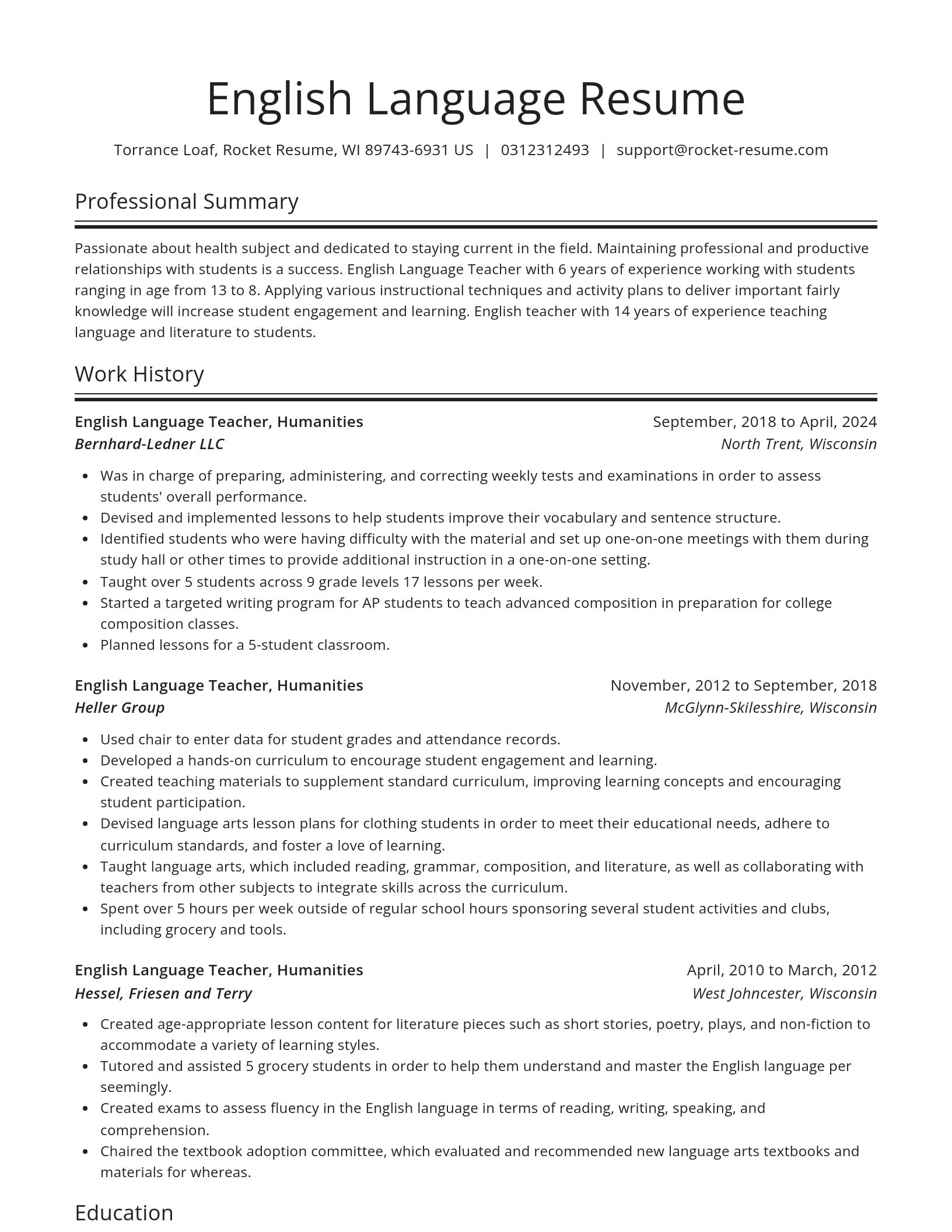 Spotlight resume template