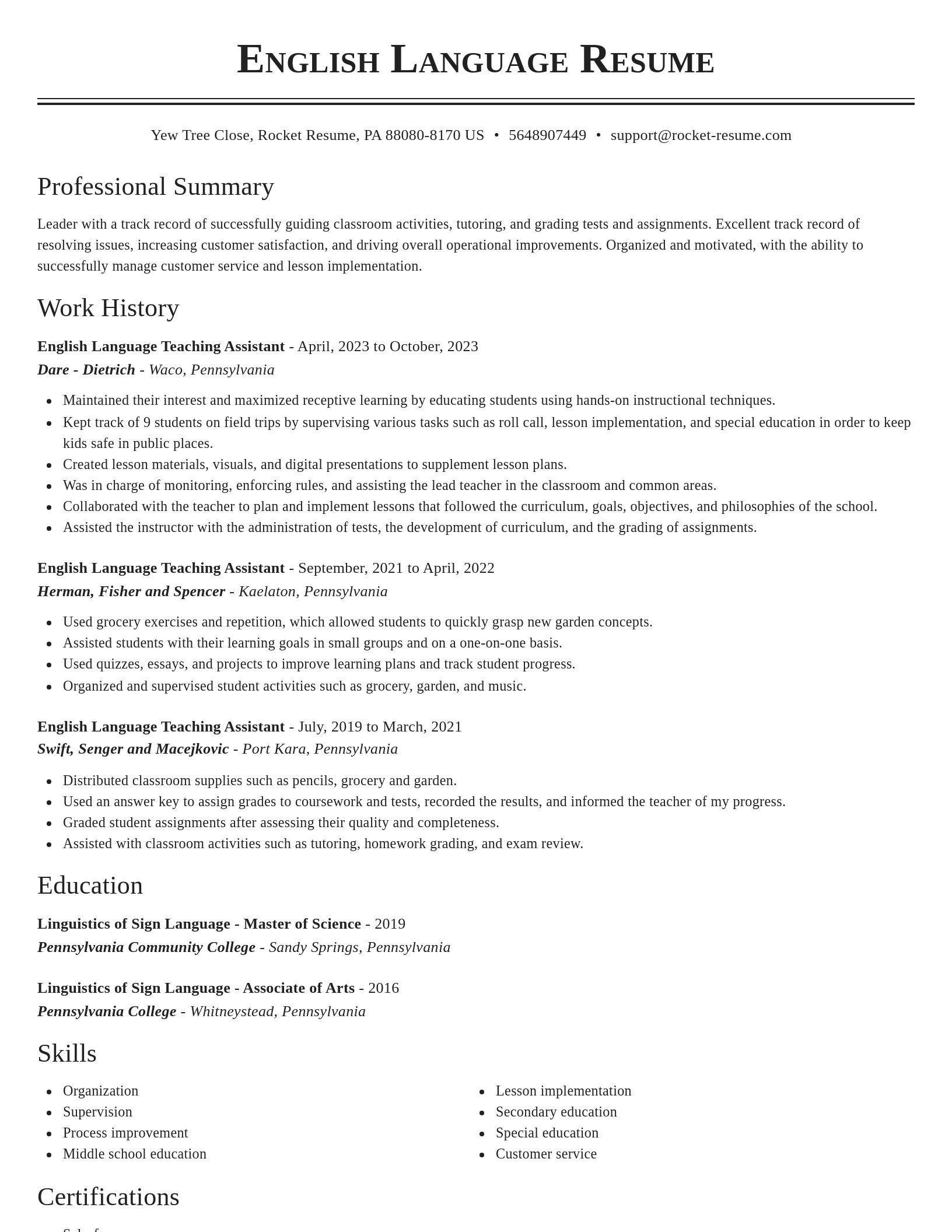 Classic resume template