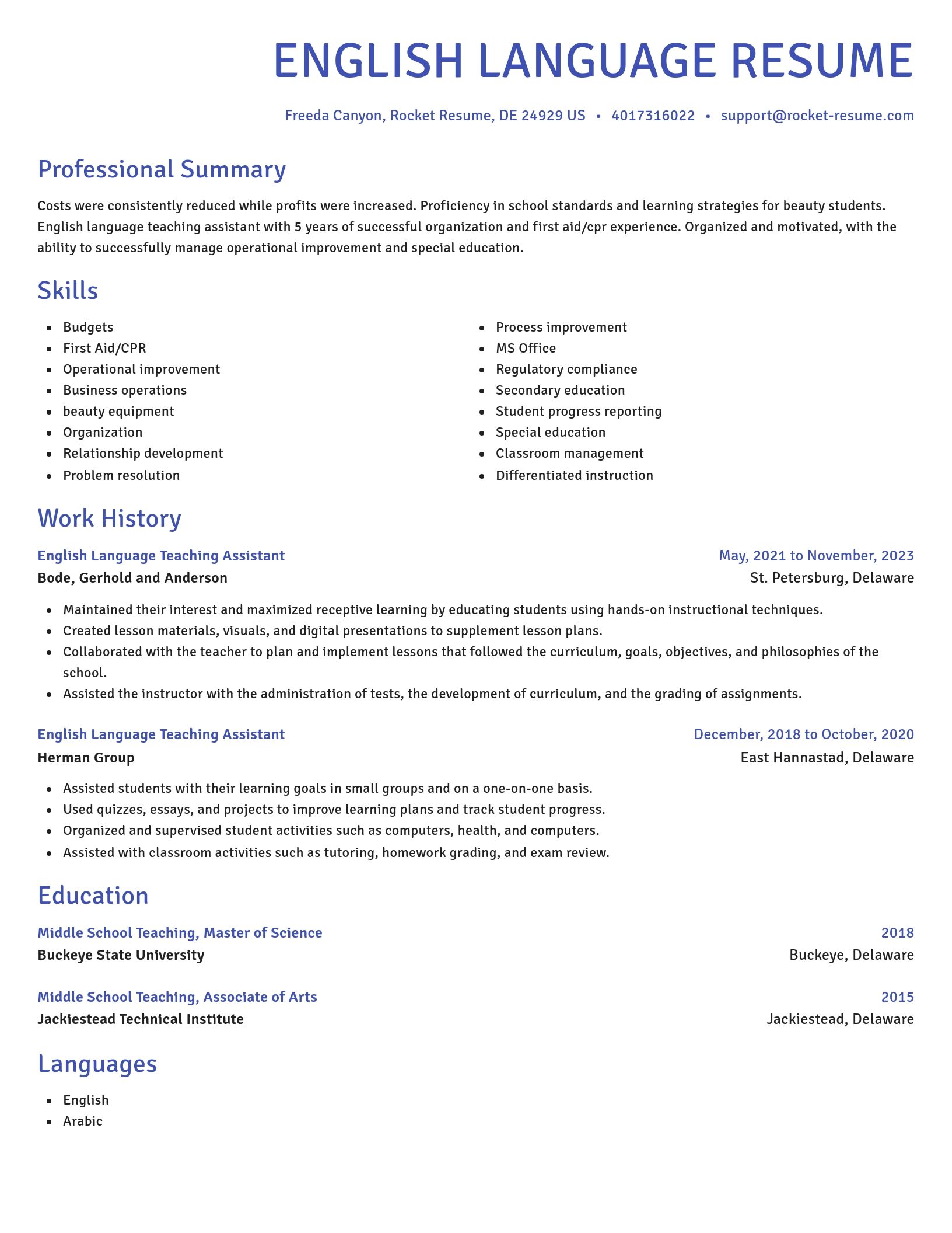 Novel resume template