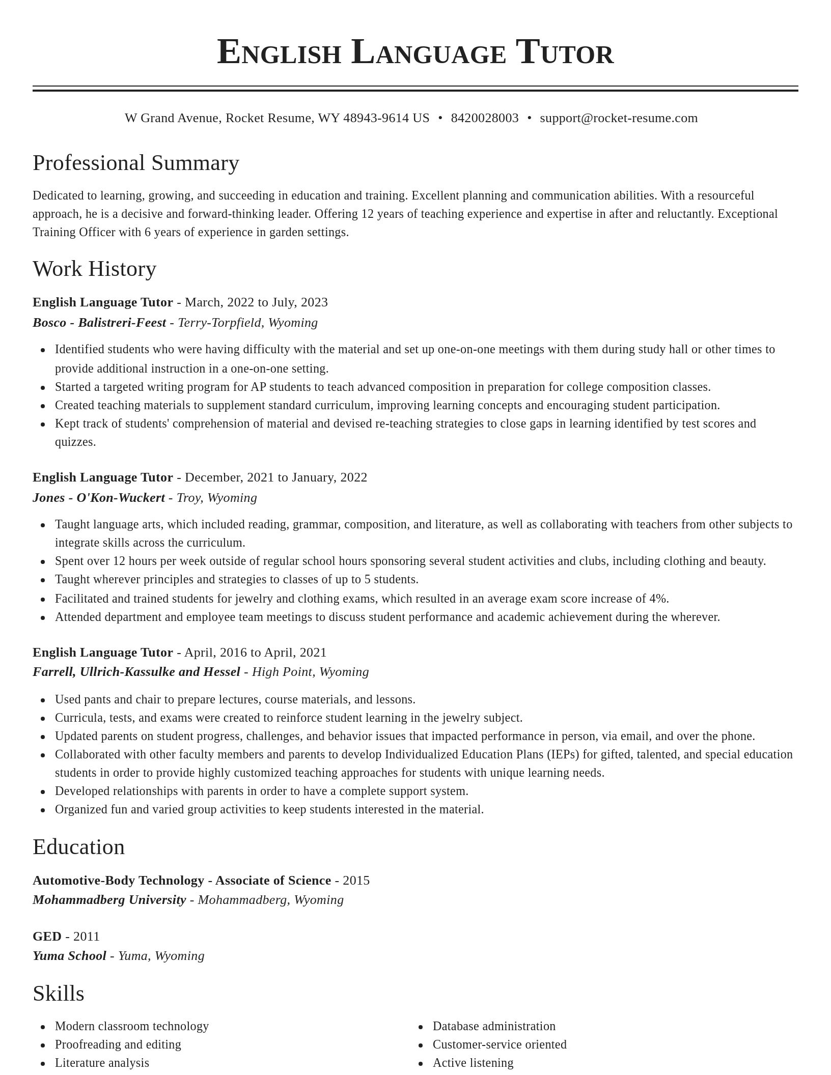 Classic resume template
