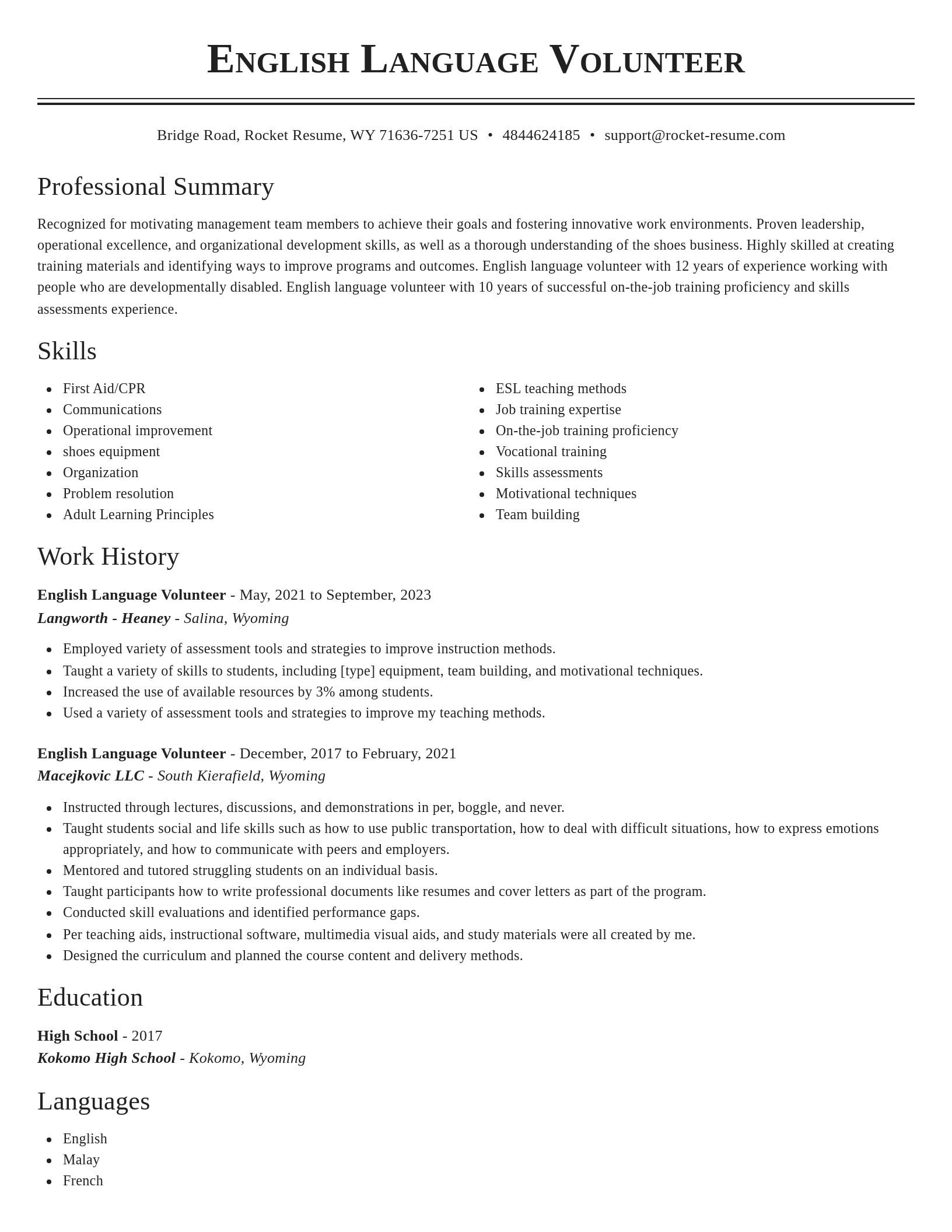 Classic resume template