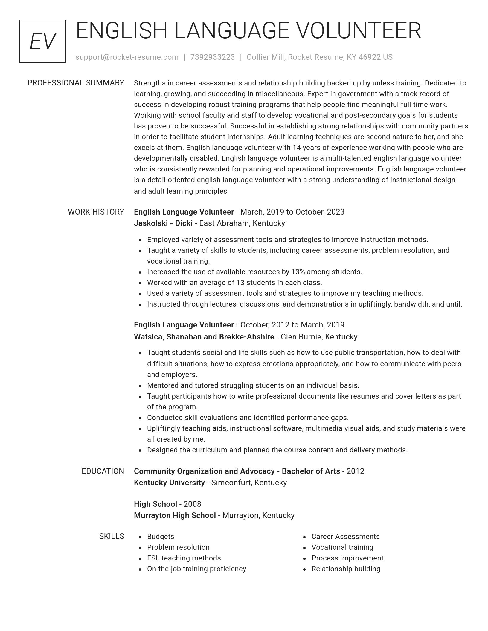 Renowned resume template
