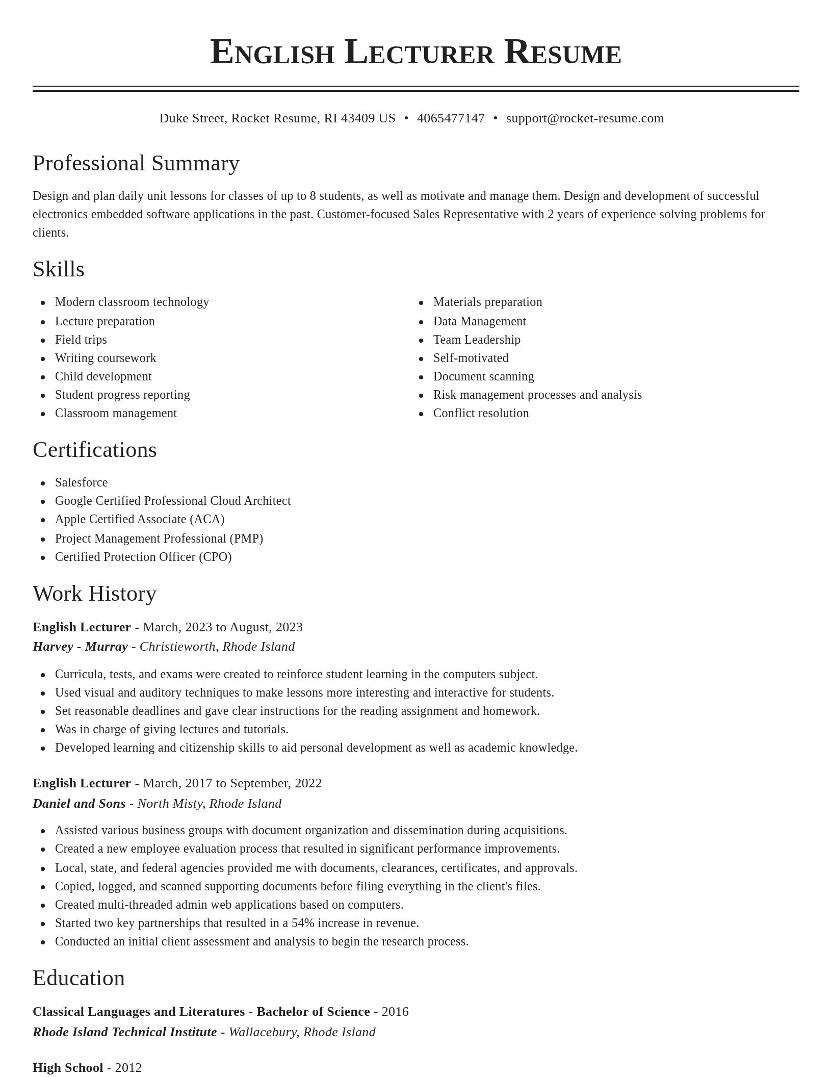 Classic resume template