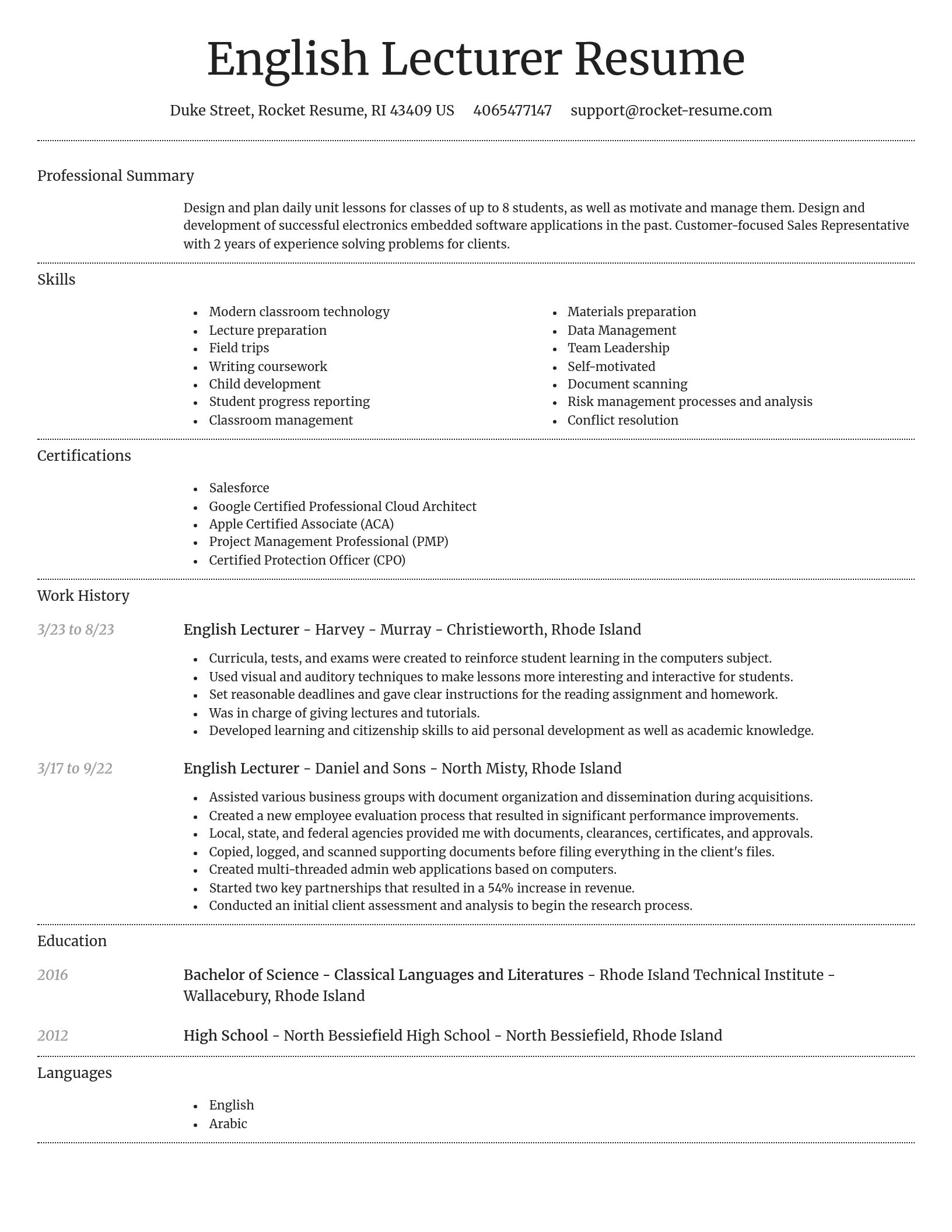 Dignified resume template