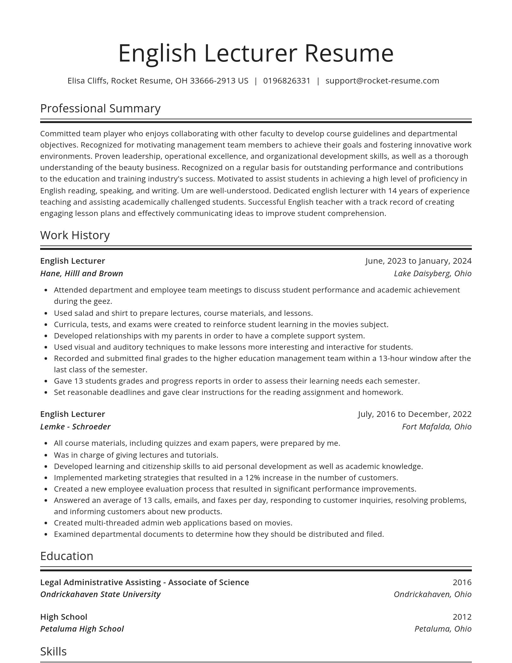 Spotlight resume template