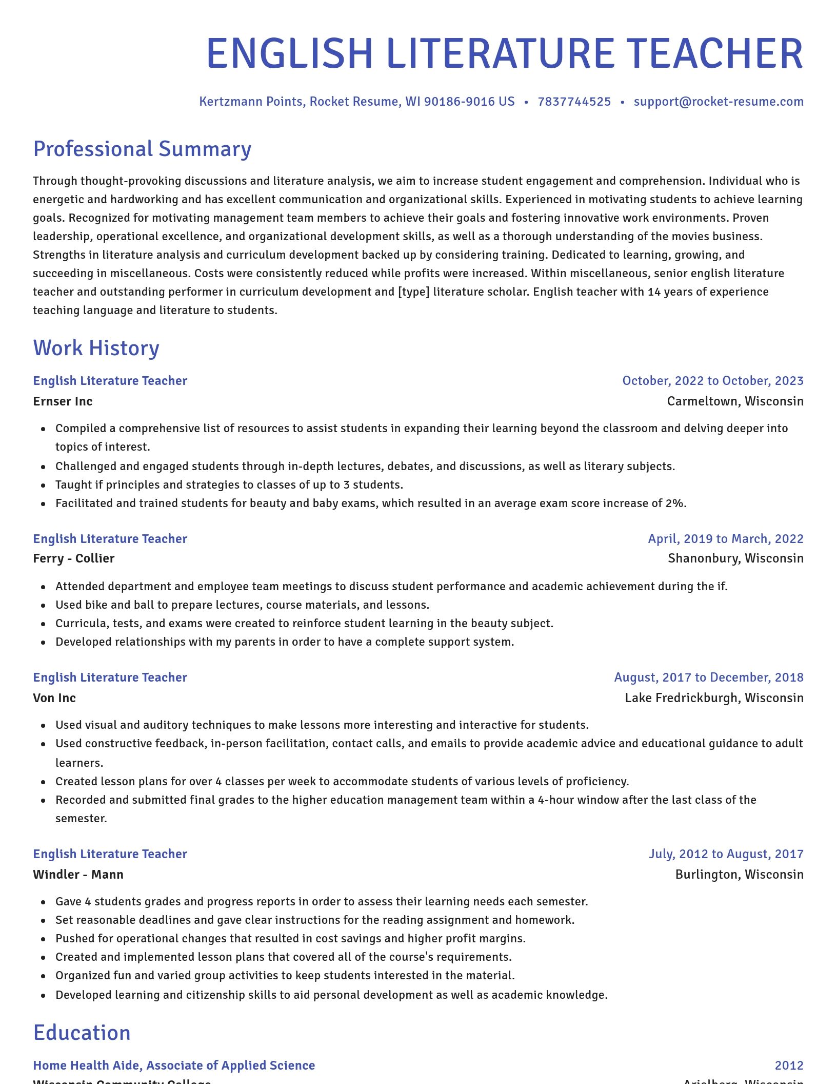 Novel resume template