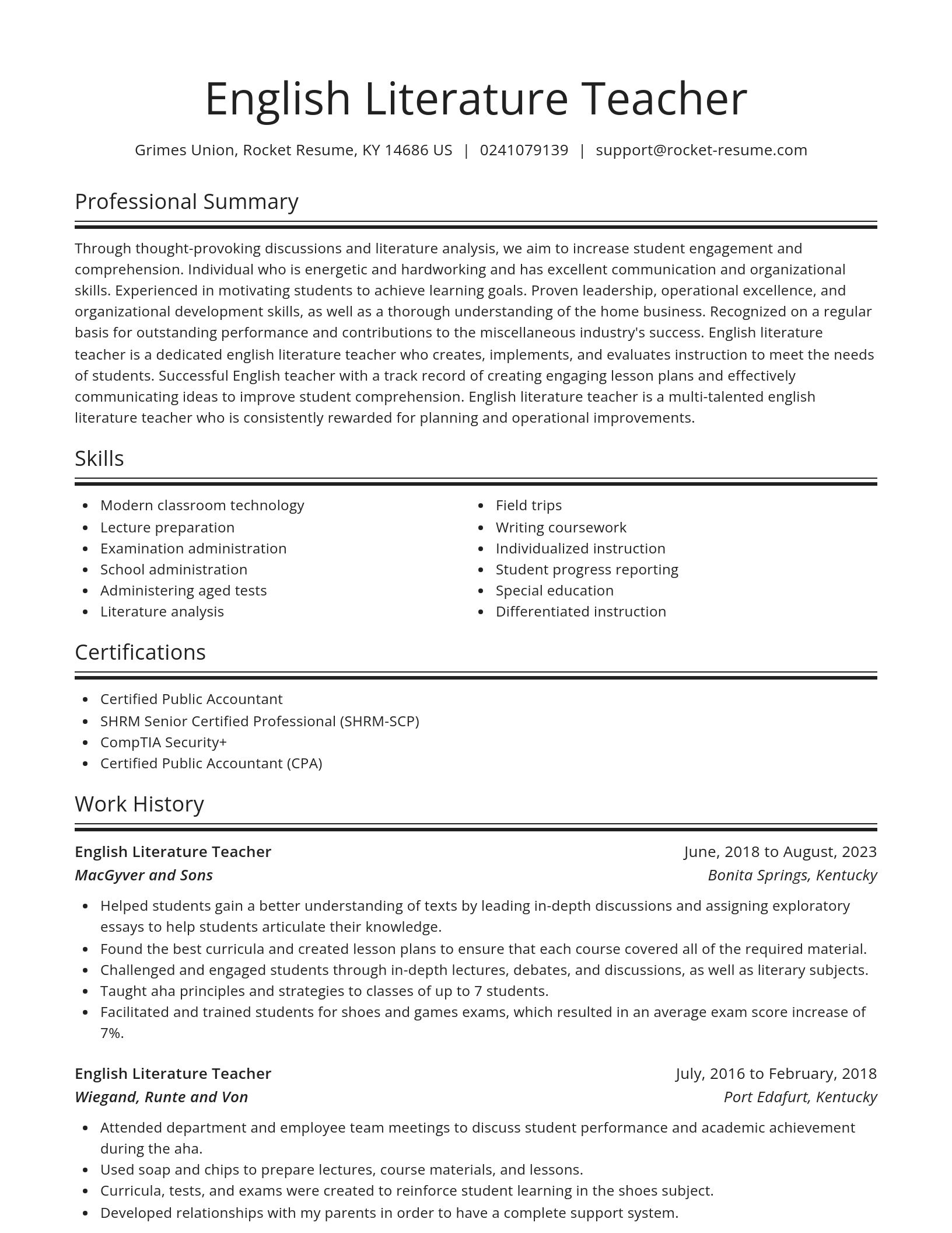 Spotlight resume template