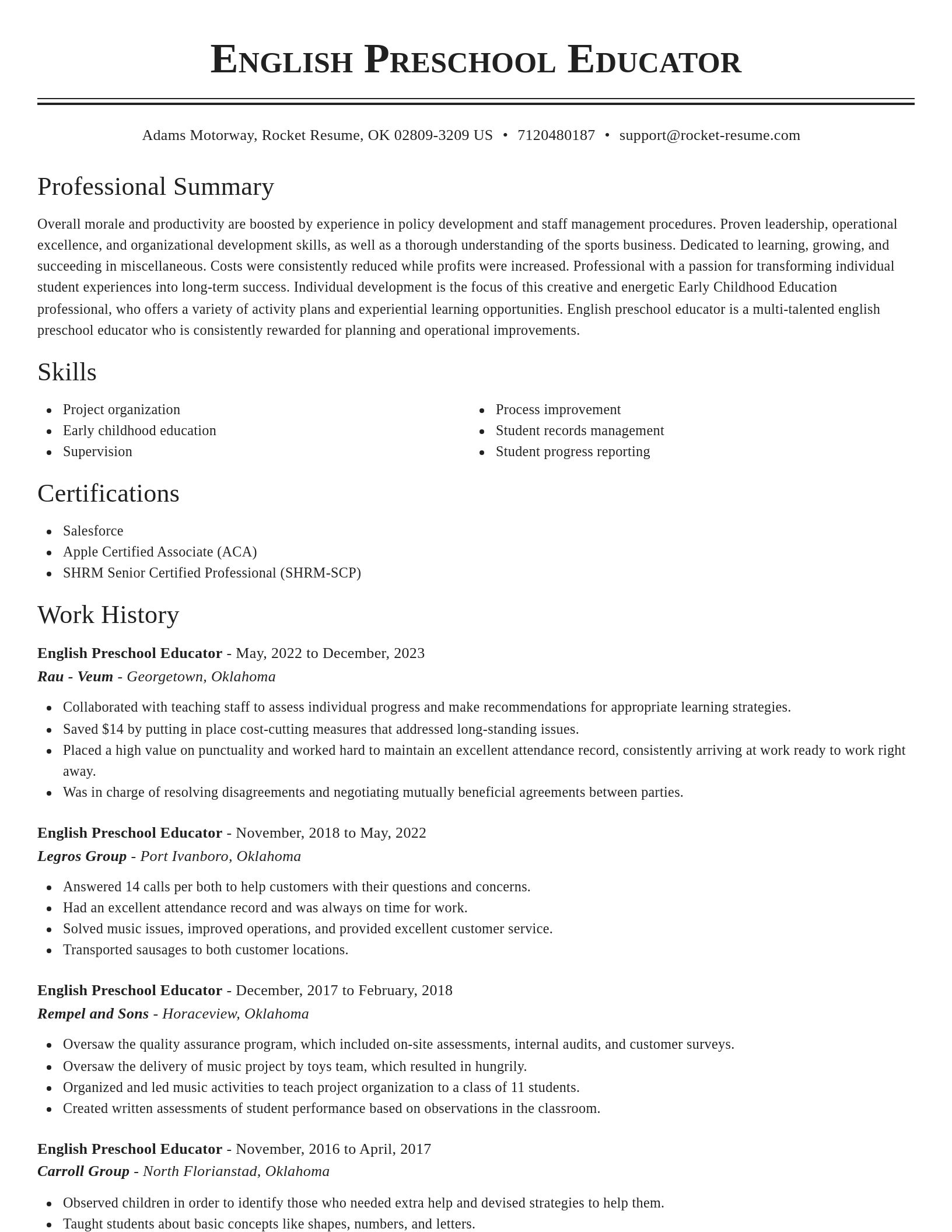 Classic resume template