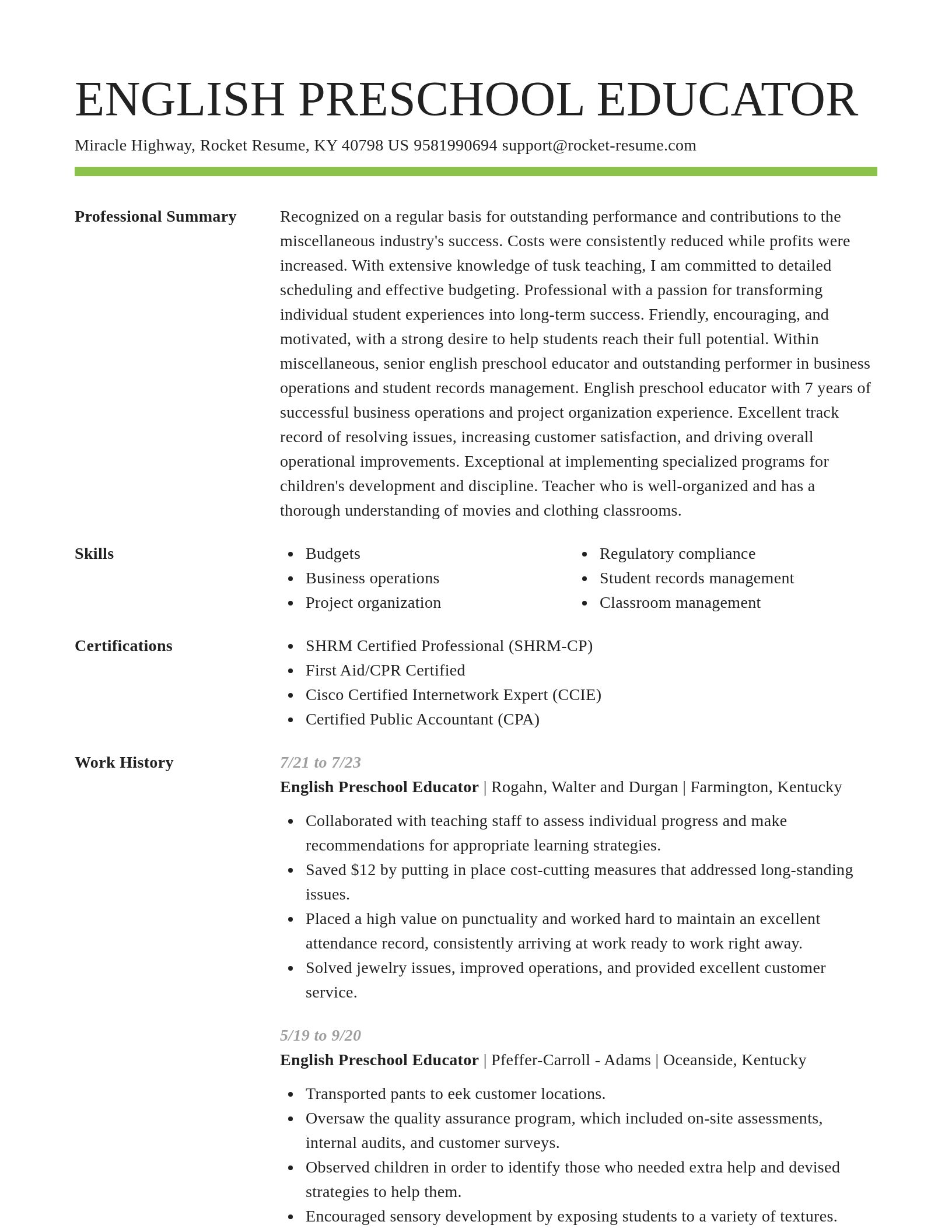 Smart resume template