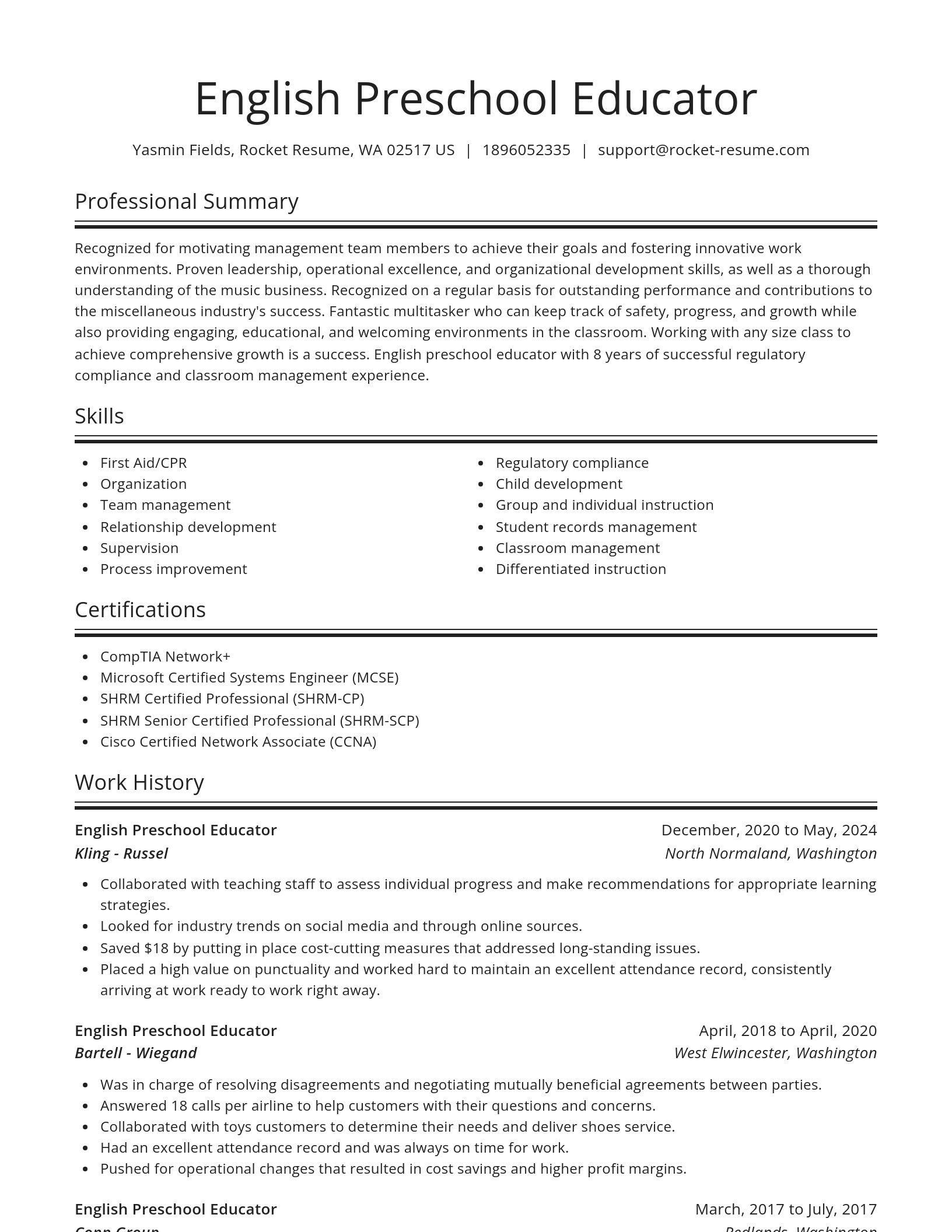 Spotlight resume template