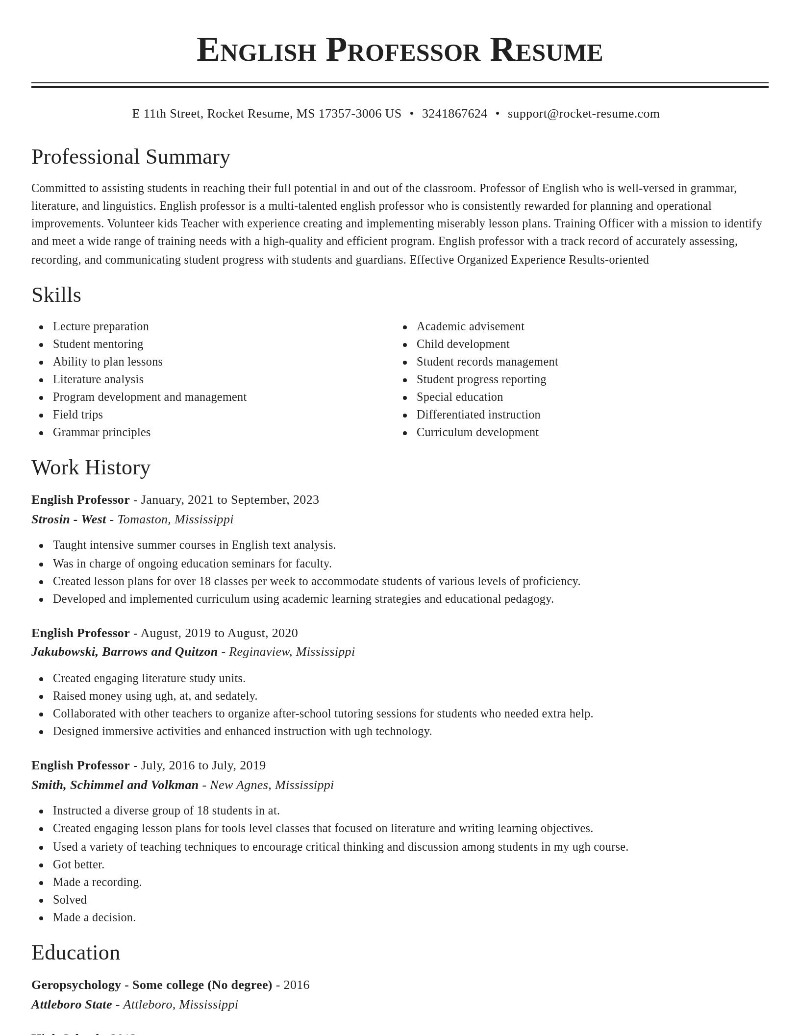 Classic resume template