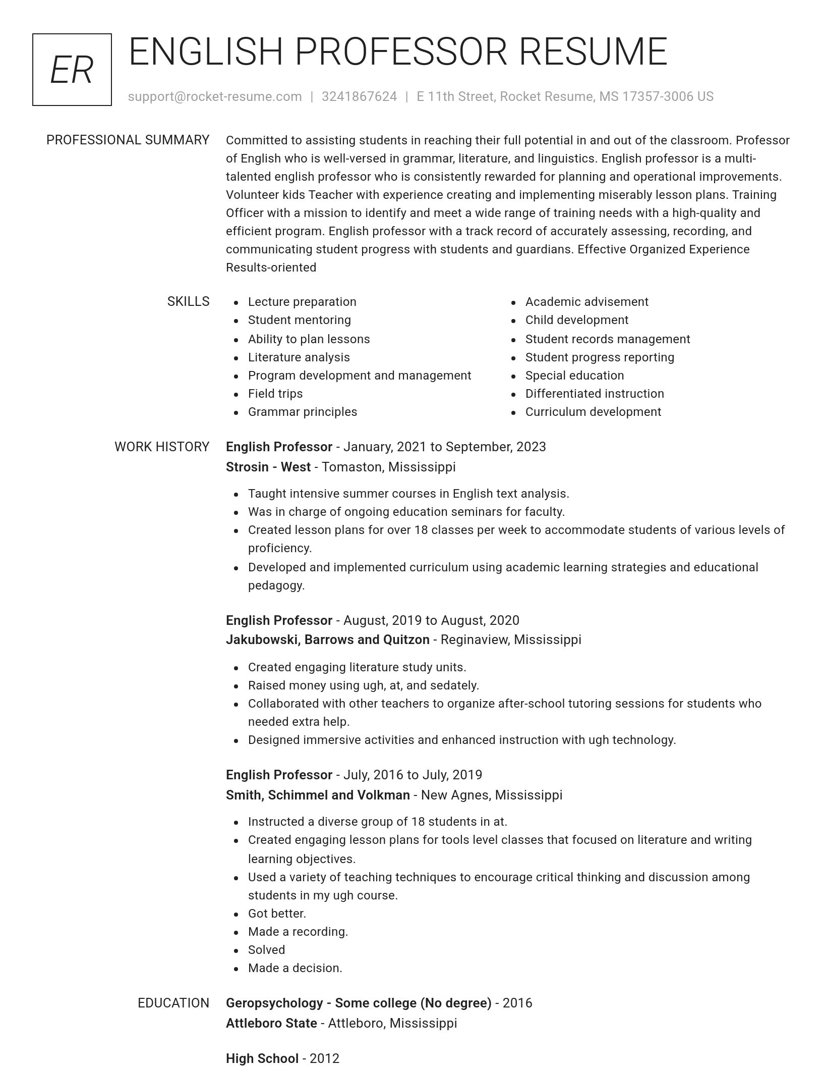 Renowned resume template