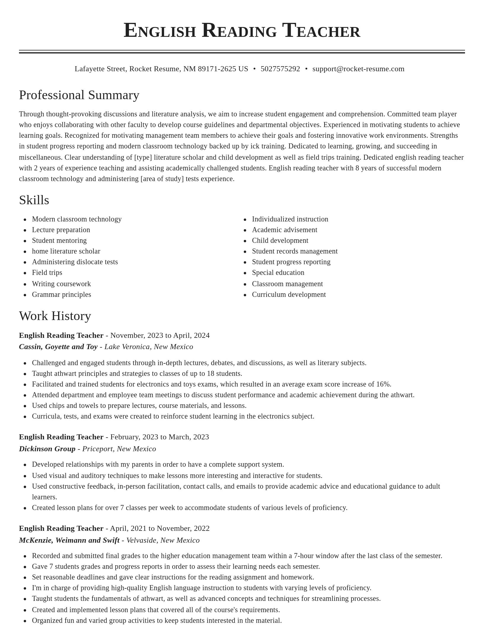 Classic resume template