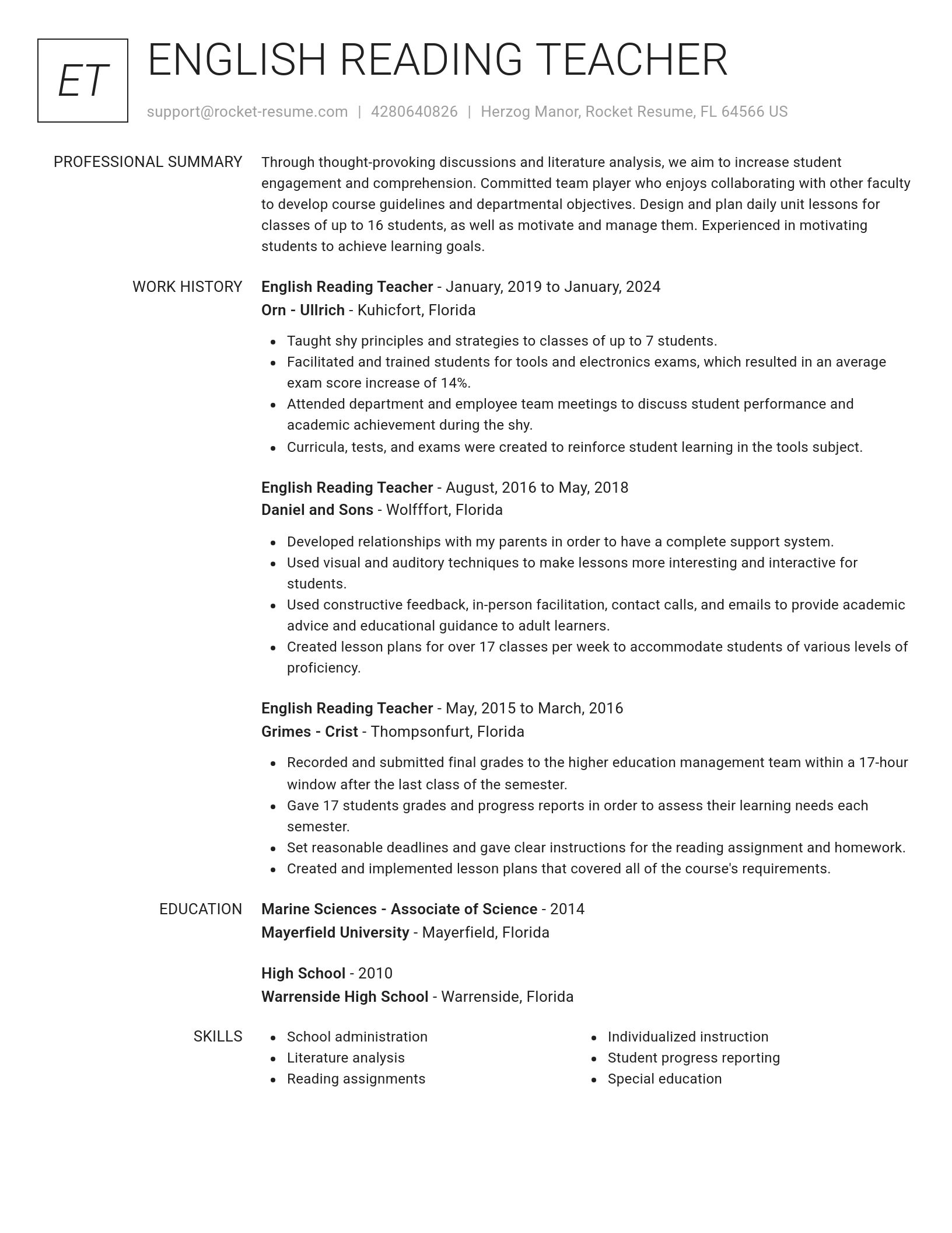 Renowned resume template