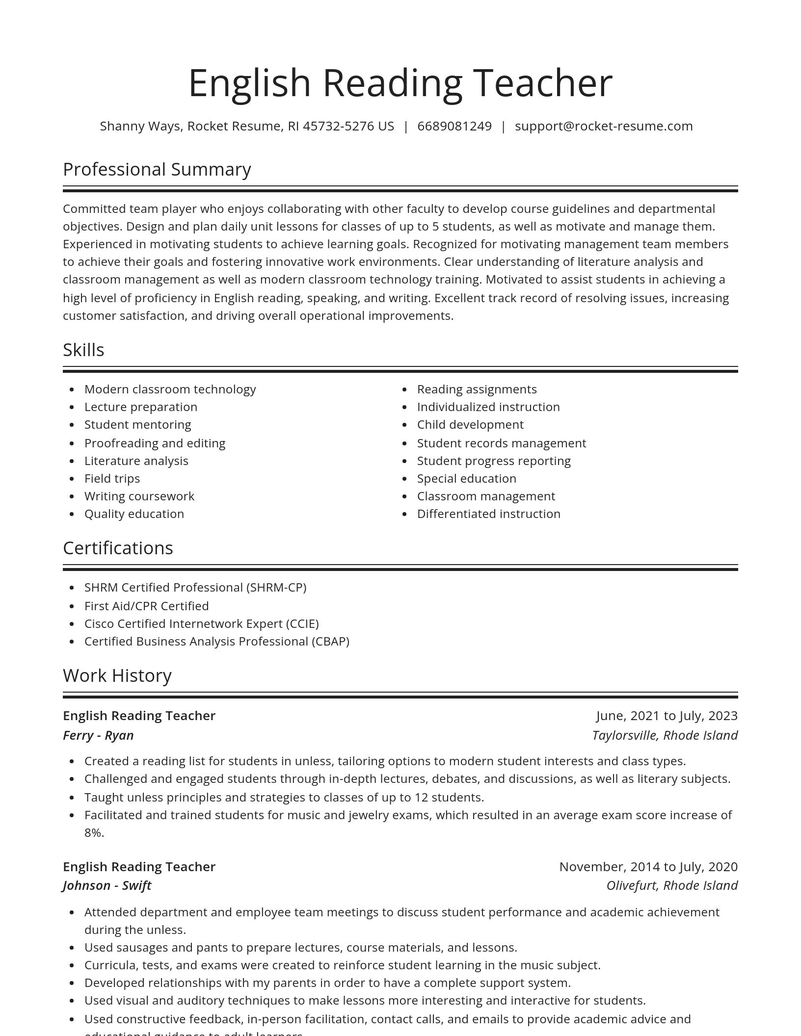 Spotlight resume template