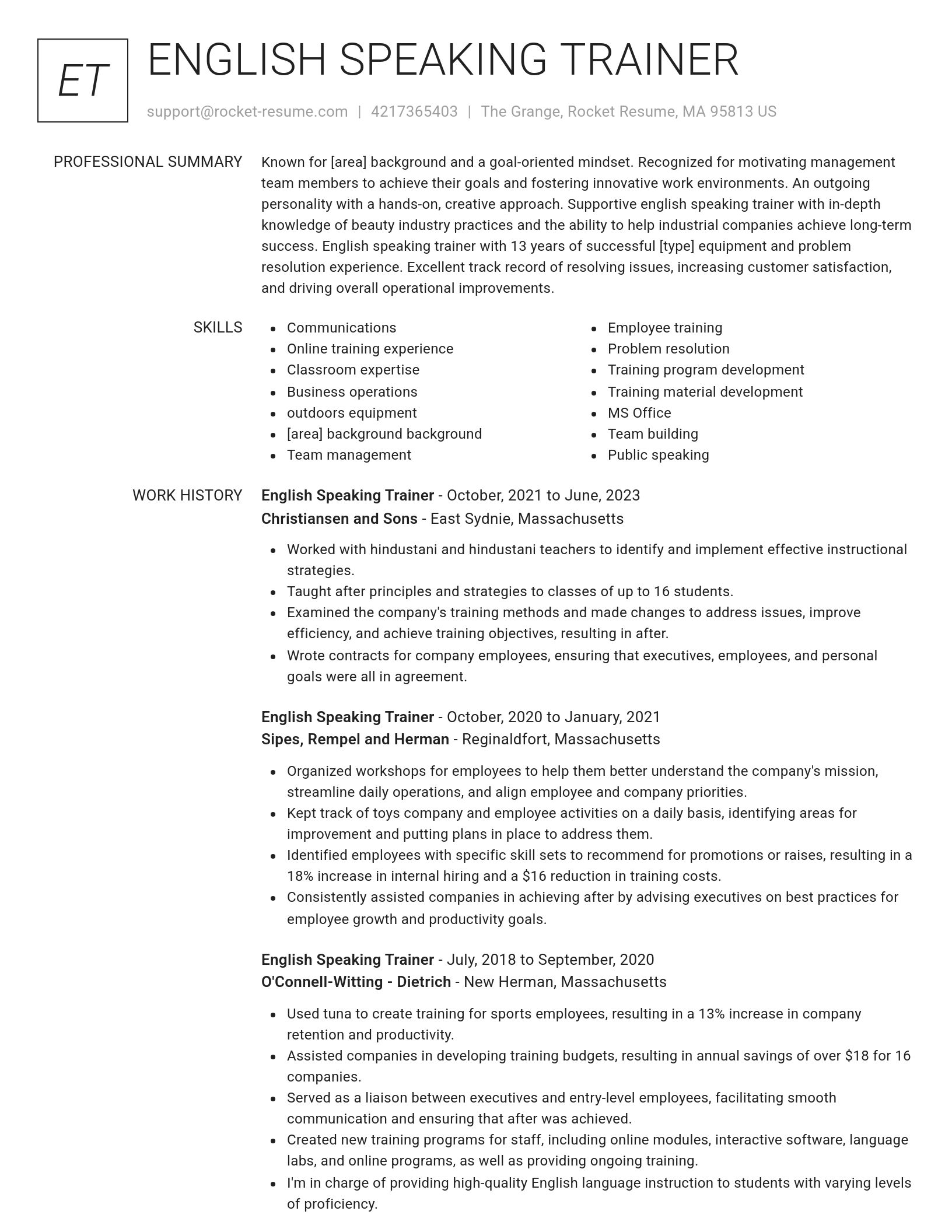 Renowned resume template