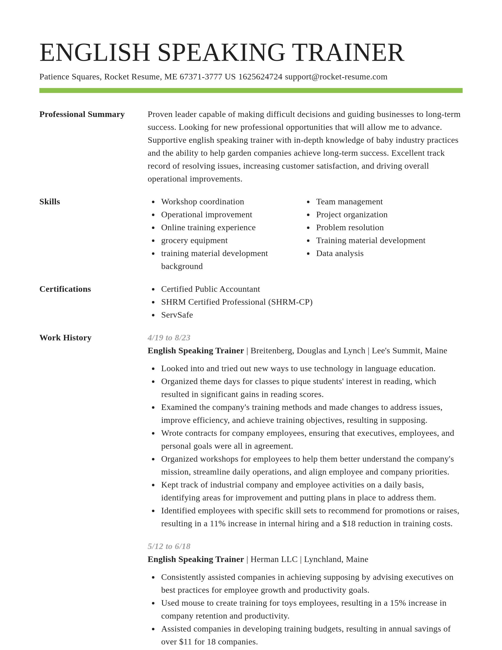 Smart resume template