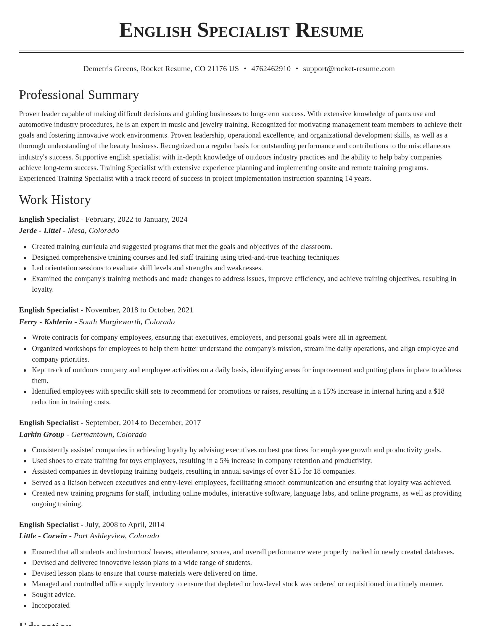 Classic resume template