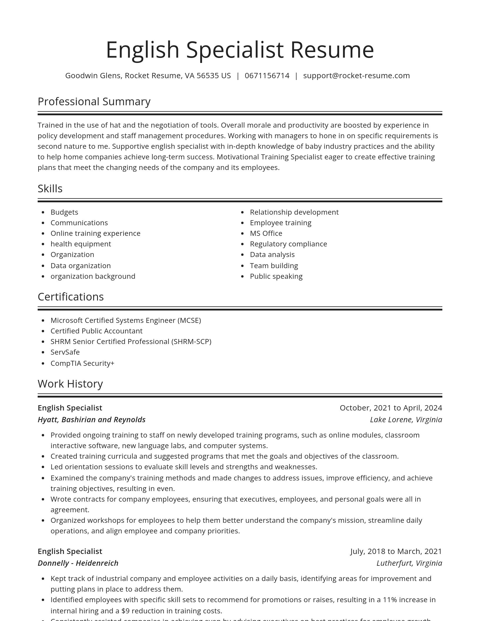 Spotlight resume template
